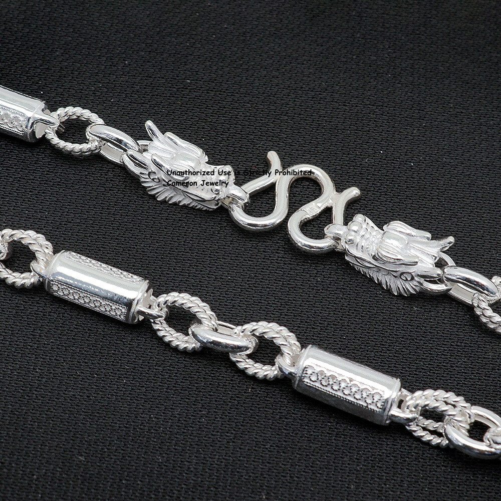 Pure S999 Fine Silver Chain 6mm Cloud Tube O Link Necklace 44-45g 21.6inch