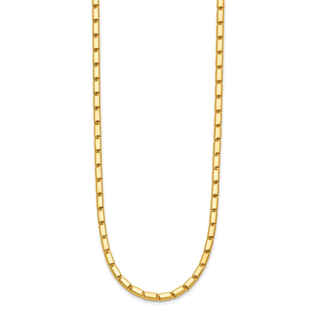 24k Yellow Gold Polished 3.0mm Solid Square Barrel Link Chain Necklace 24″