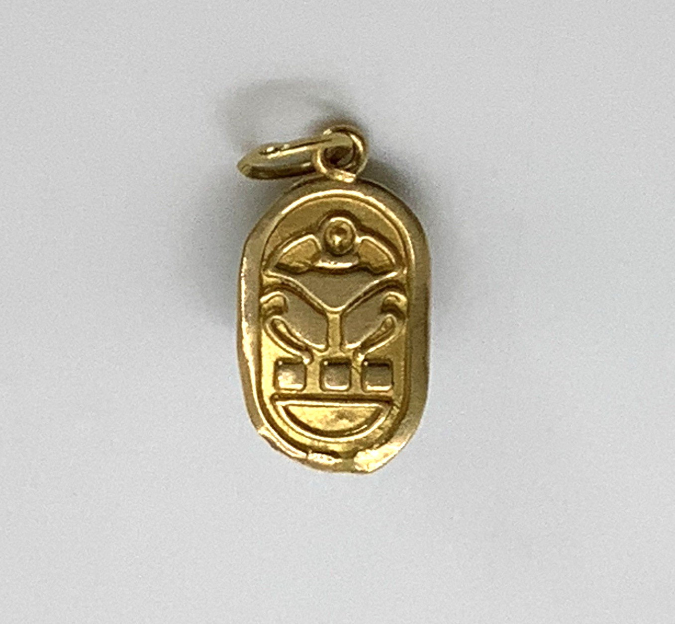 18K Yellow Gold Egyptian Revival Turquoise Scarab Beetle Pendant