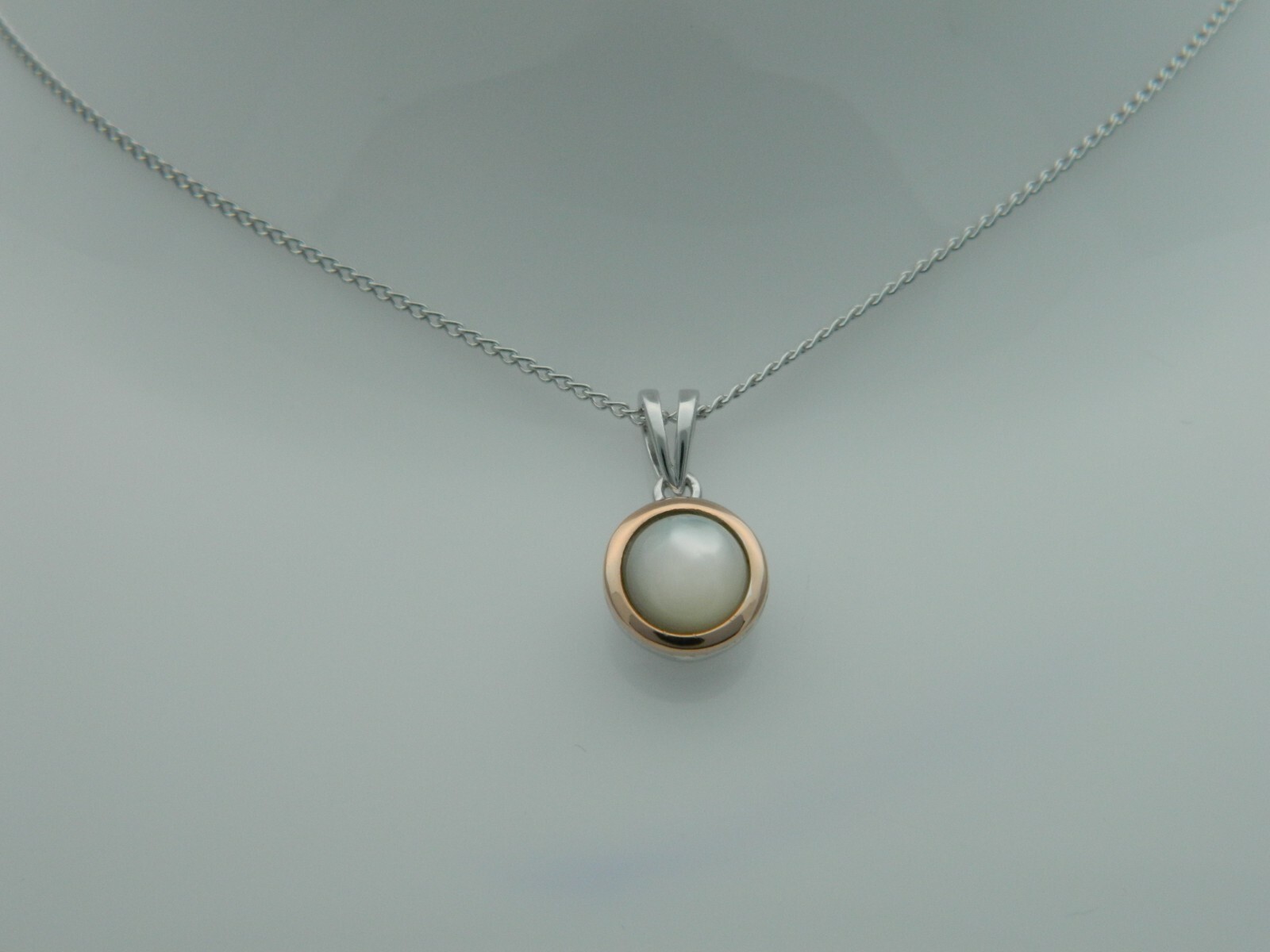 Clogau Silver & 9ct Rose Gold Mother of Pearl June Birthstone Pendant