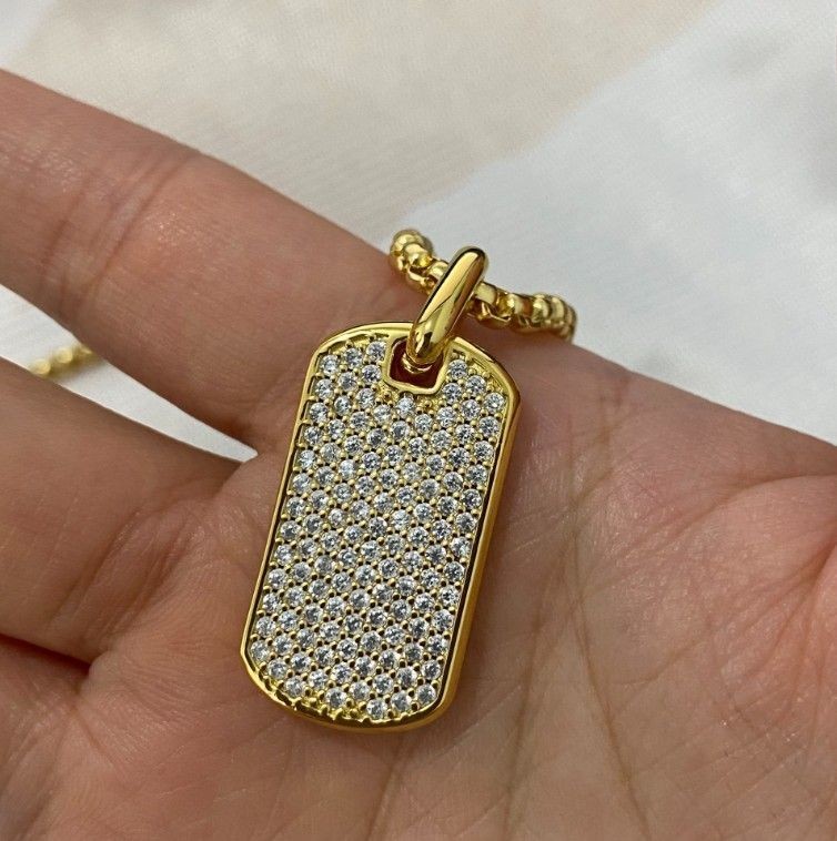 David Yurman Streamline Tag with Diamond Tag Pendan Necklace