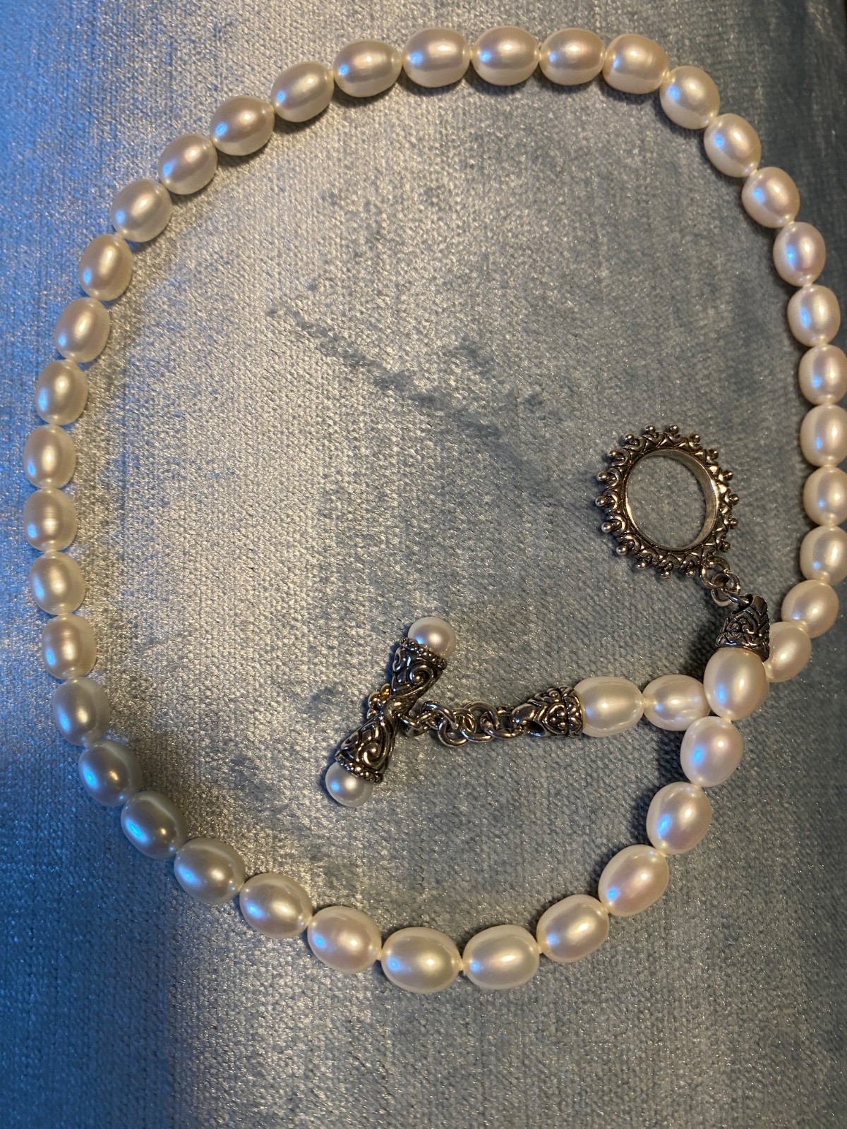 18 inch Bixby pearl strand. Sterling silver. Very clean very good luster