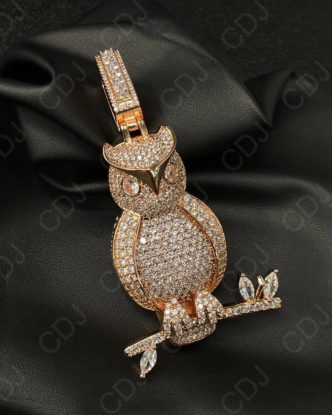 Wedding Bust Down Genuine Moissanite Gift For Him Owl Charm Pendant 925 Silver