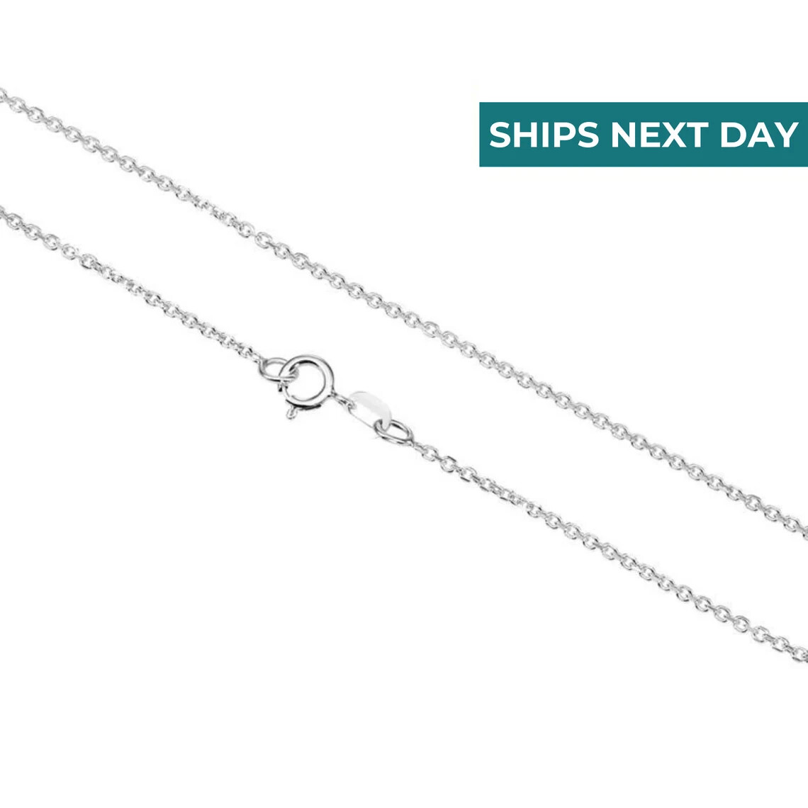 14K Real Solid White Gold Diamond-Cut Thin Dainty Cable Chain Necklace 16″-20″