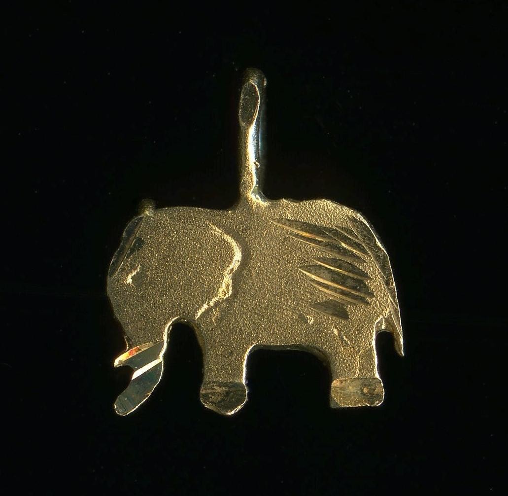 14K .93 Gram 16mm Fine Solid Yellow Gold Elephant Animal Pendant Charm *PE