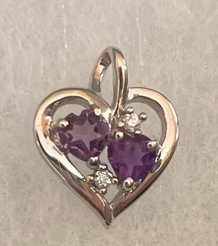 2.50Ct Heart Cut Amethyst Prong Women Charm Heart Pendant 14K White Gold Plated
