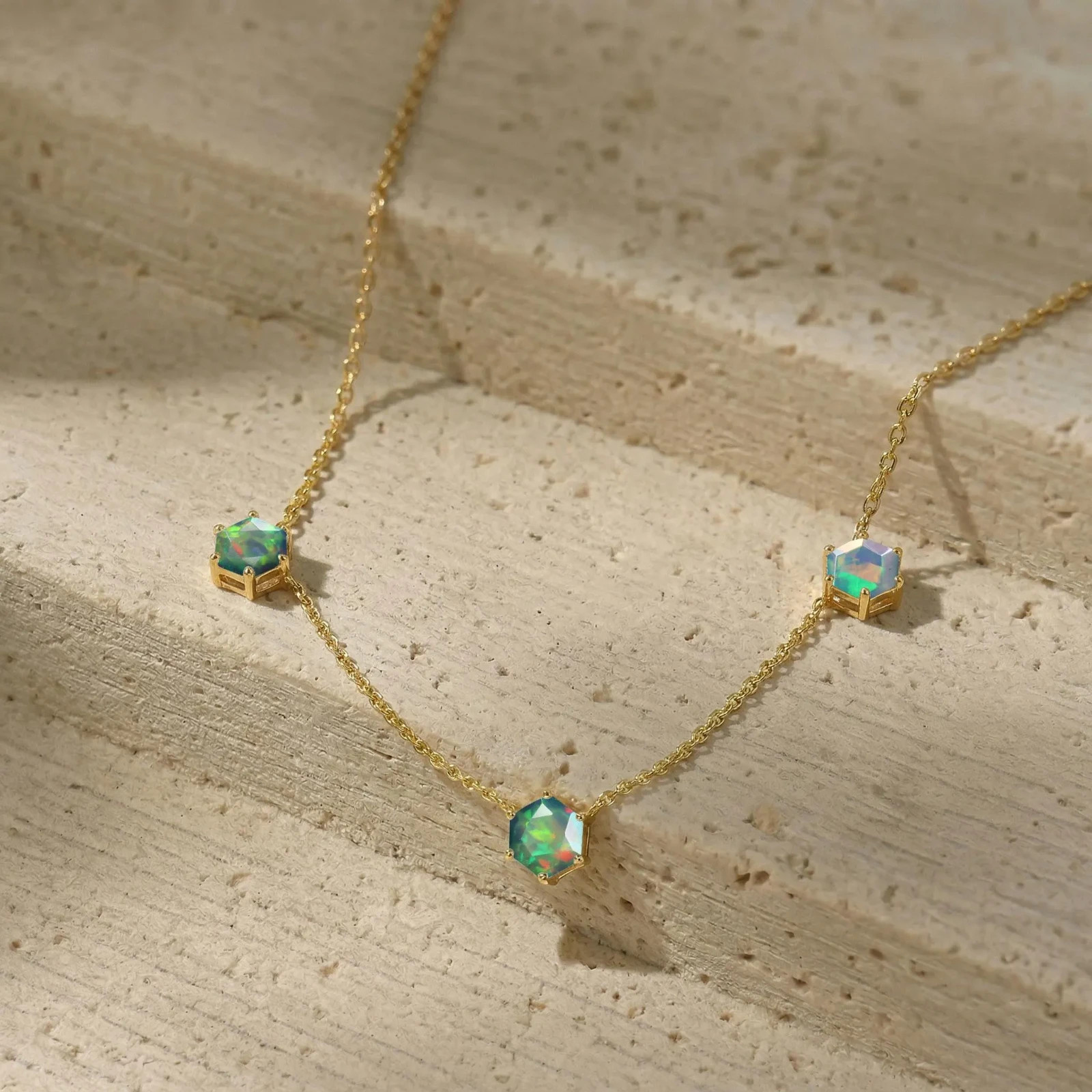Black Opal Station Necklace, Dainty Wedding Jewelry, Dark Opal Necklace