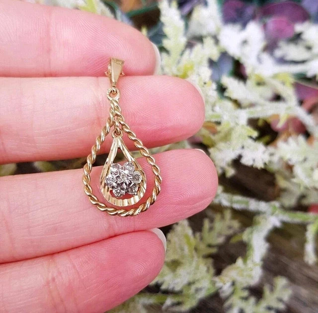 0.20CT Round Lab Created Diamond Wedding Teardrop Pendant 14K Yellow Gold Plated