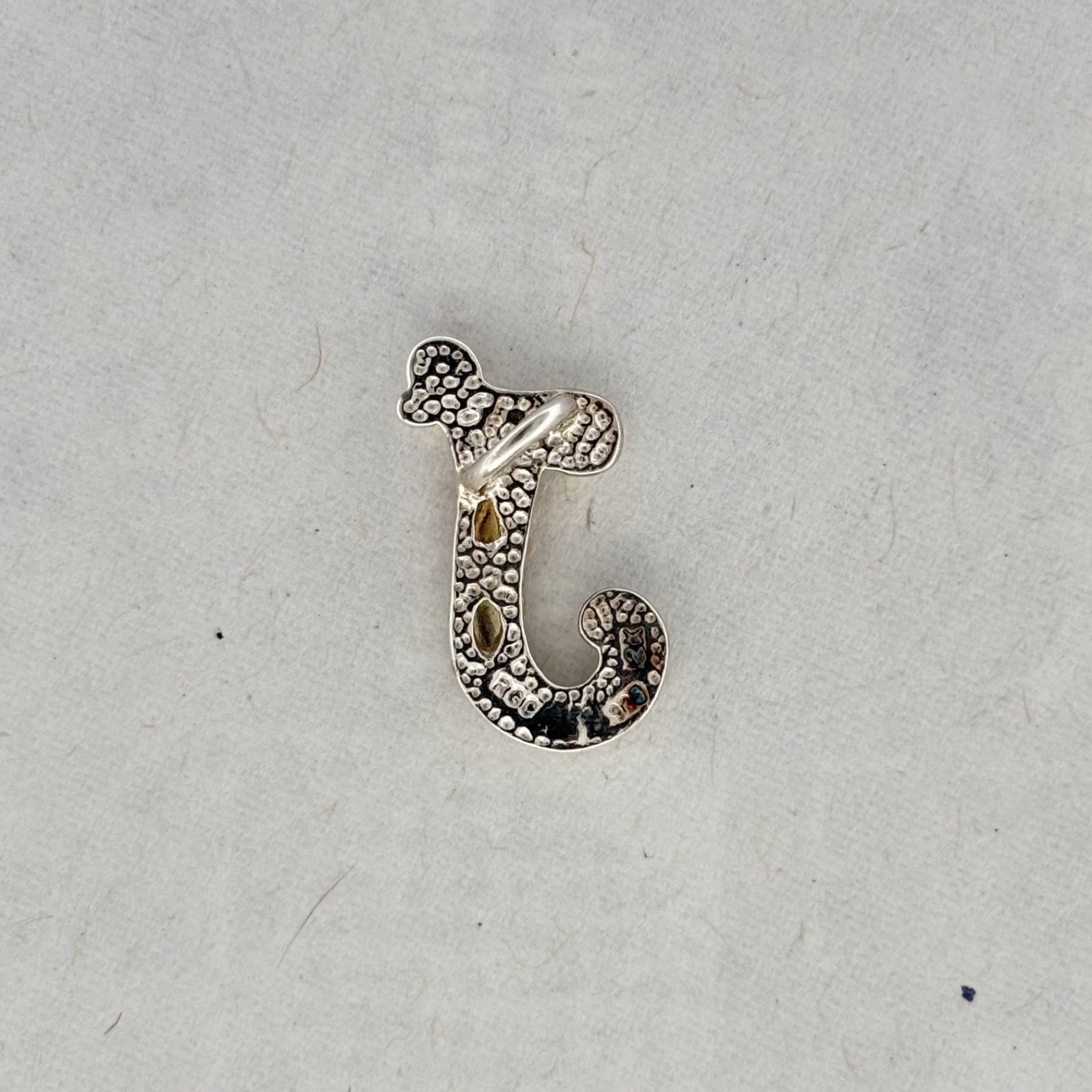 Small Sterling Silver 925 12k Gold Black Hills Gold “J” Pendant Floral Gift