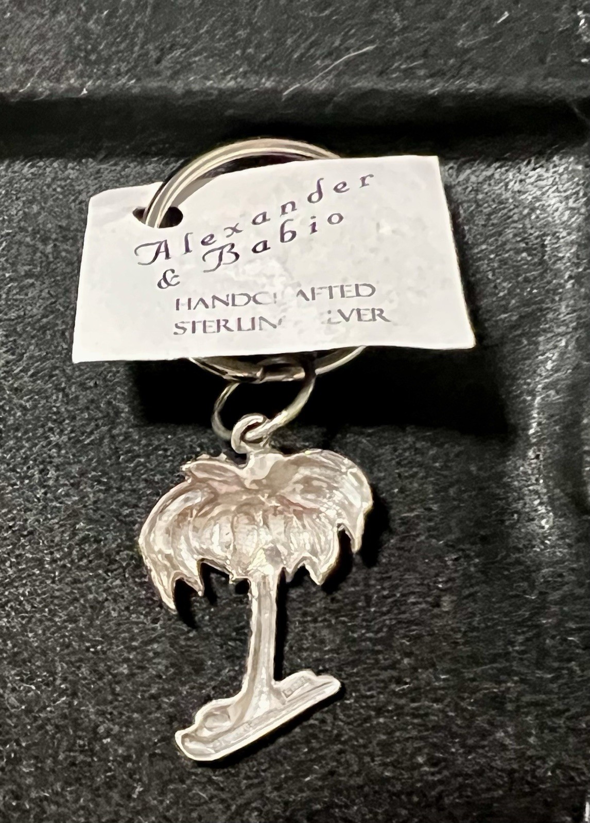 925 Sterling 1″Silver Palm Tree Pendant Or Keychain Signed ALEXANDER & BABIO