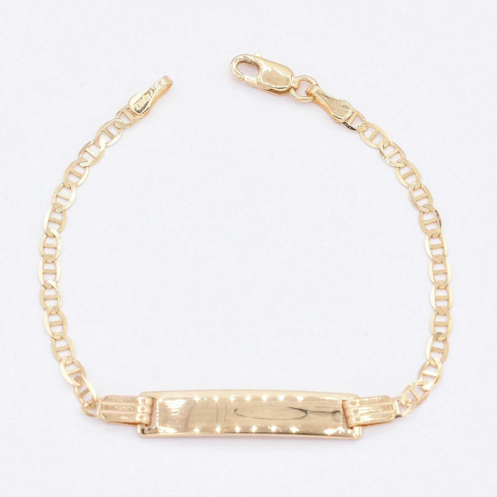 2.5mm Mariner Chain ID Baby Kids Bracelet Real 10K ALL Yellow Gold 5.5″