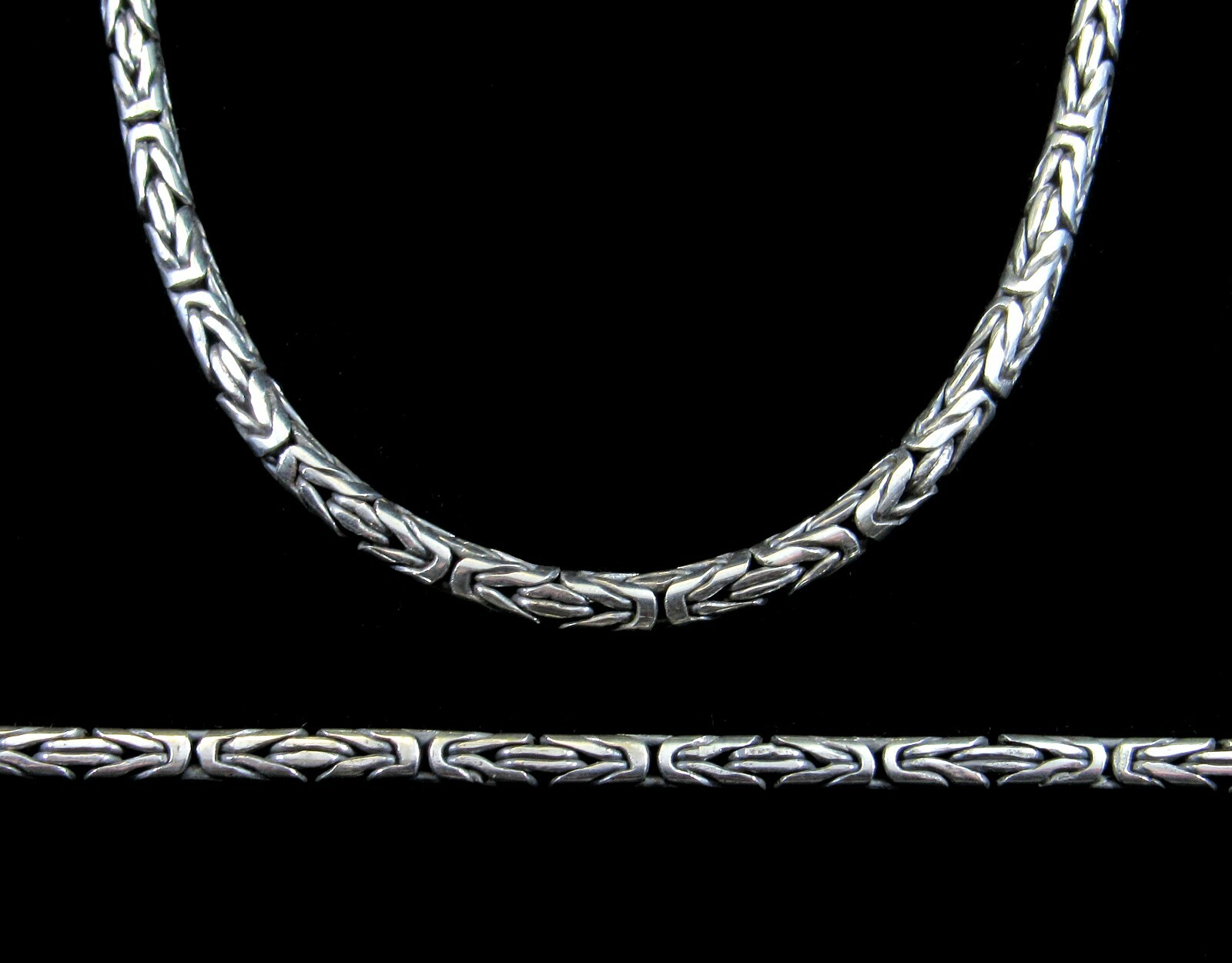 3MM Handmade Solid 925 Sterling Silver Balinese BYZANTINE Chain Necklace Bali
