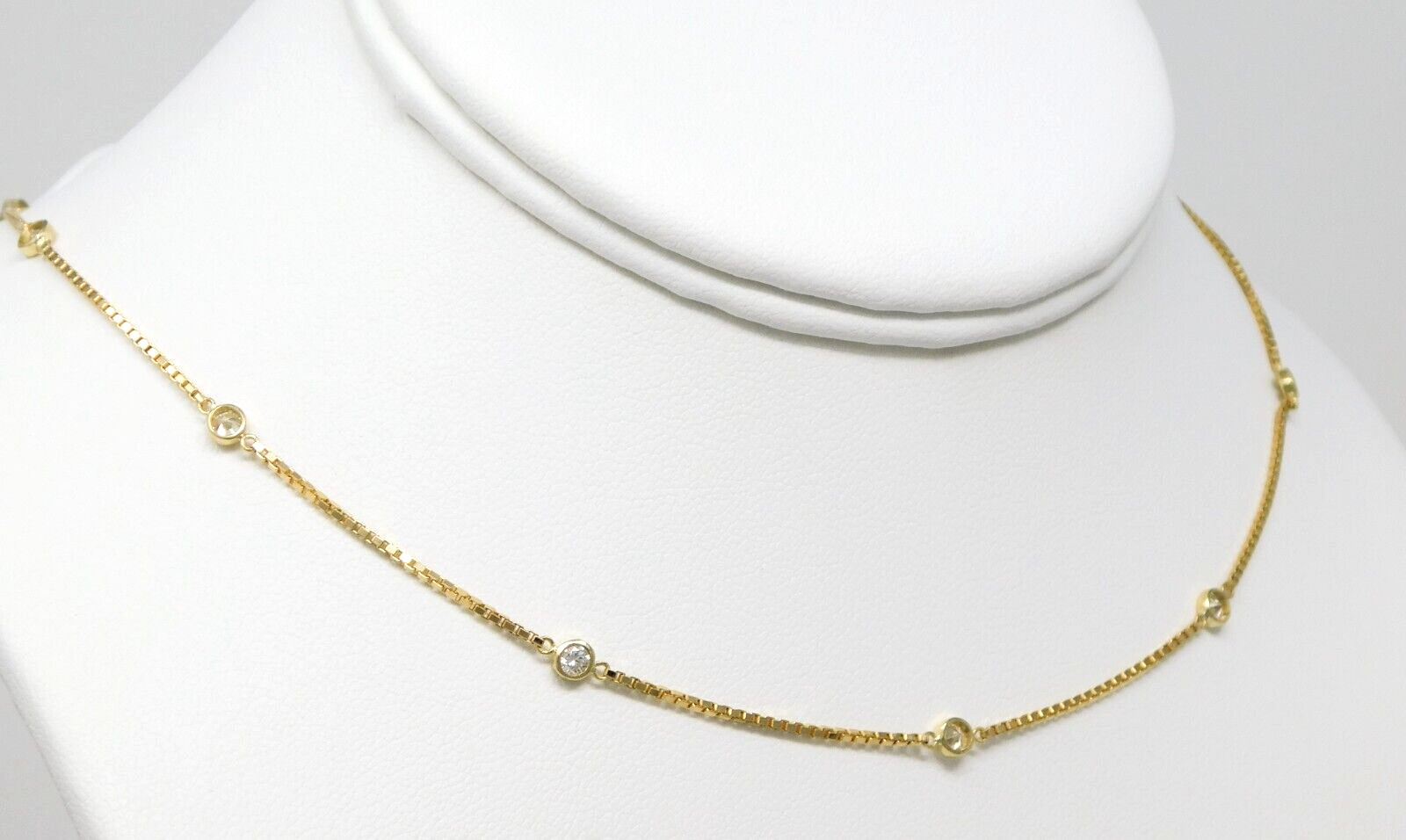 14 – 18 kt Yellow Gold Bezel Set DIAMOND By The Yard Princess Necklace 18″ B4984