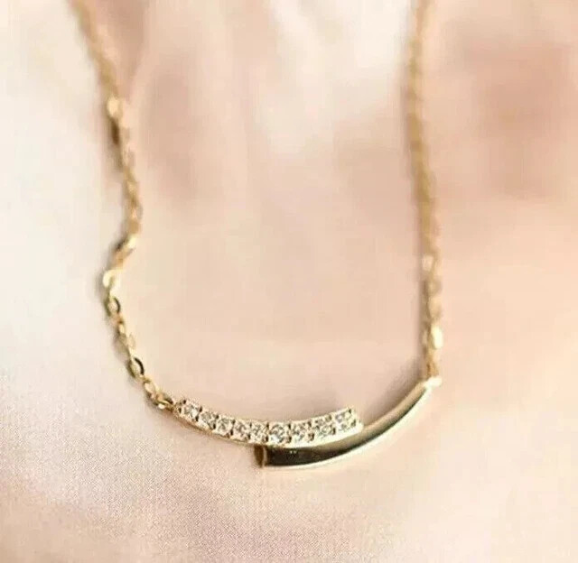 Lab Created Diamond 1Ct Round Cut 14K Yellow Gold Plated Women’s Beauty Necklace