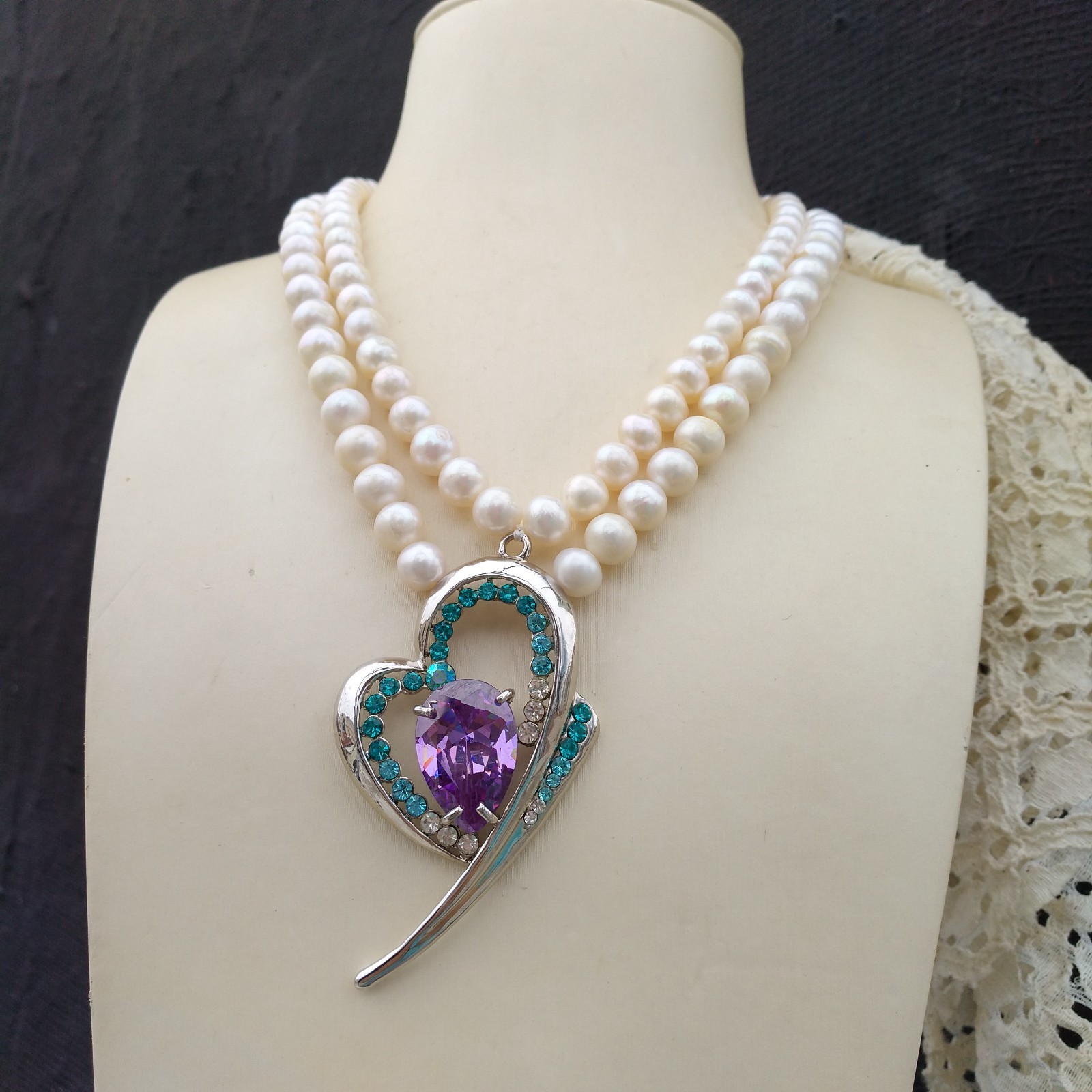 Classic Double Strands AAA 6-7mm South Sea White Pearl Necklace Design Pretty