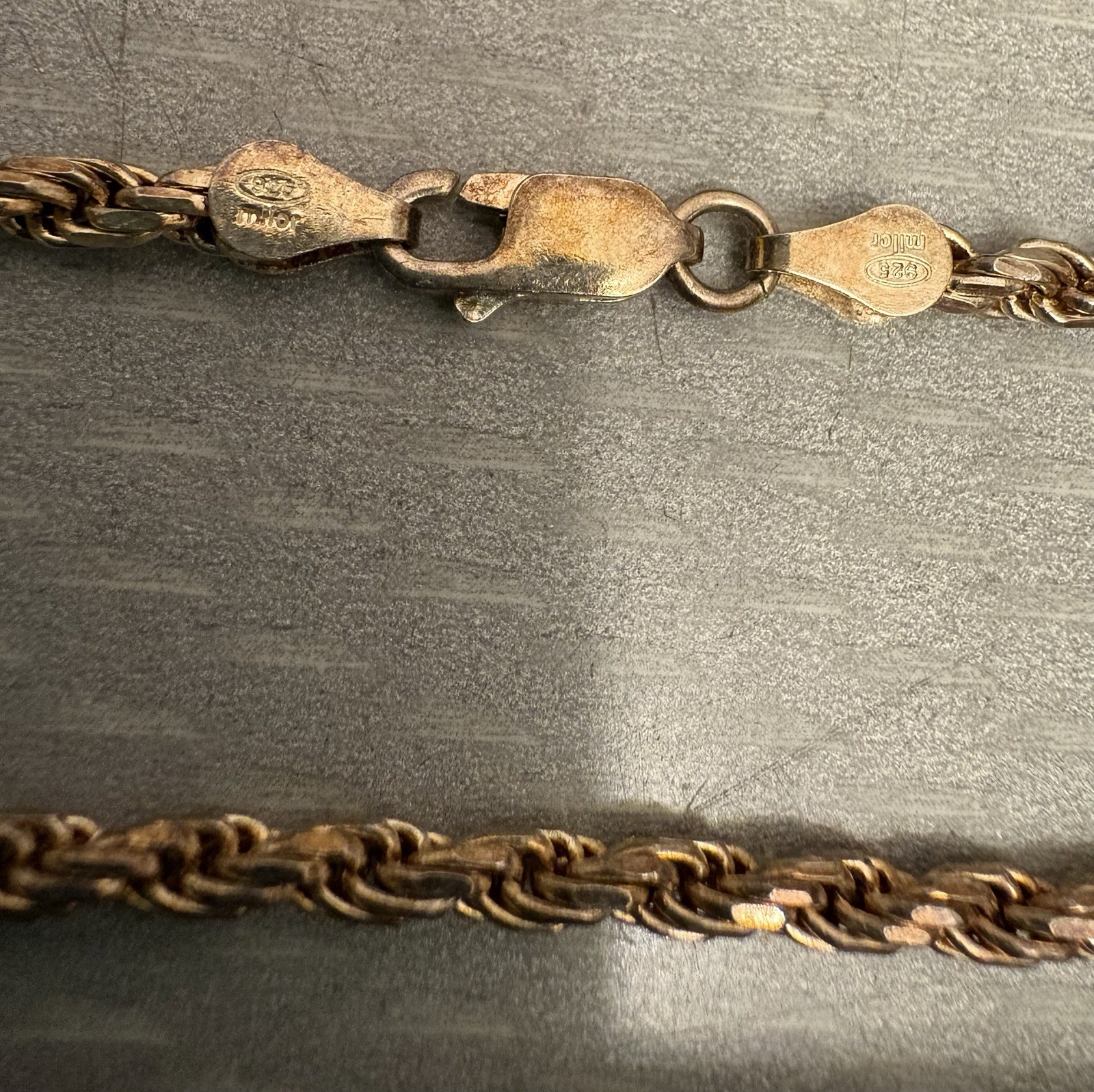 Vintage Milor Italy Gold Vermeil Rope Chain Sterling 925 Necklace 17.65g 3mm 20″