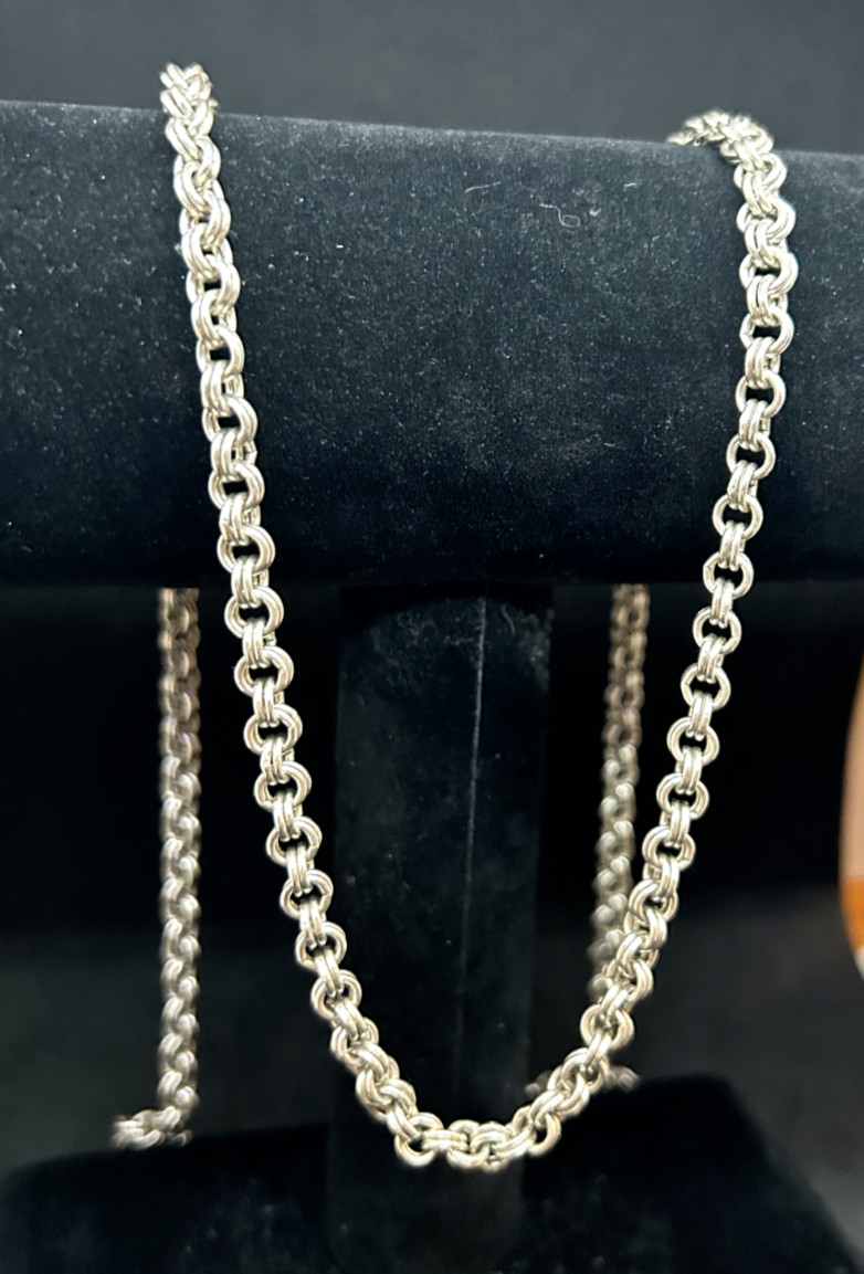925 Sterling Silver 5.3mm Double Circut Chain Link Necklace 32in – 53.5g