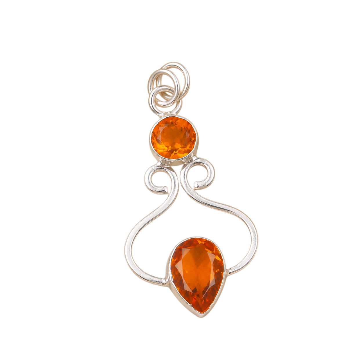 Citrine Gemstone 925 Solid Silver Designer Pendent 1.60″ Gift For Engagement