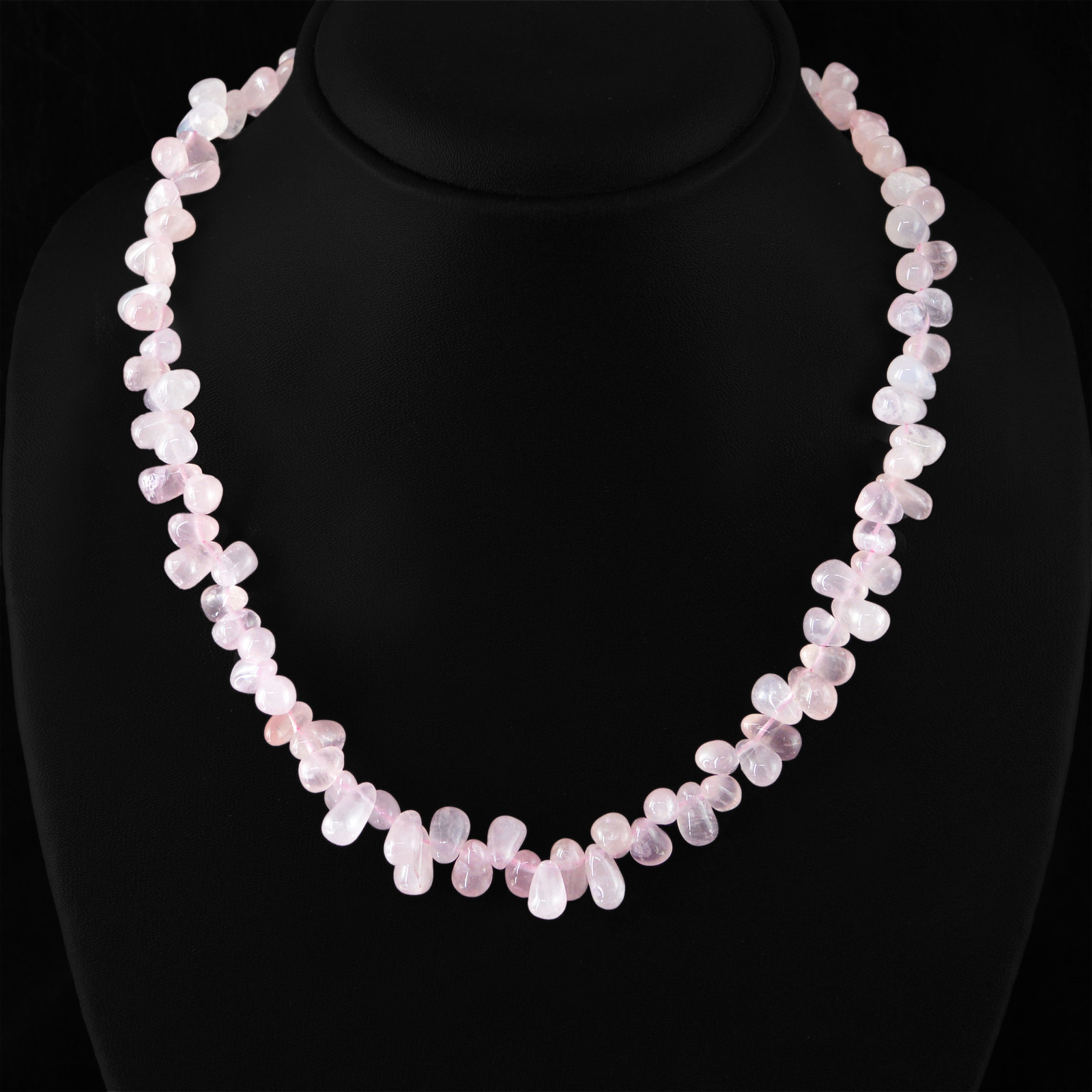 BEAUTIFUL 235.00 CTS NATURAL UNTREATED RICH PINK ROSE QUARTZ BEADS NECKLACE