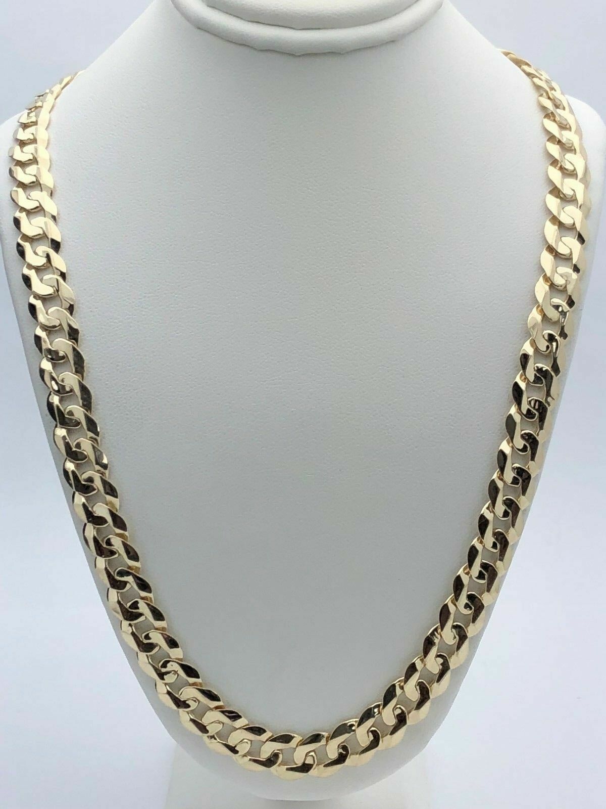 14k Yellow Gold Solid Curb Cuban Link Chain Necklace 22″ 9mm 46.6 grams