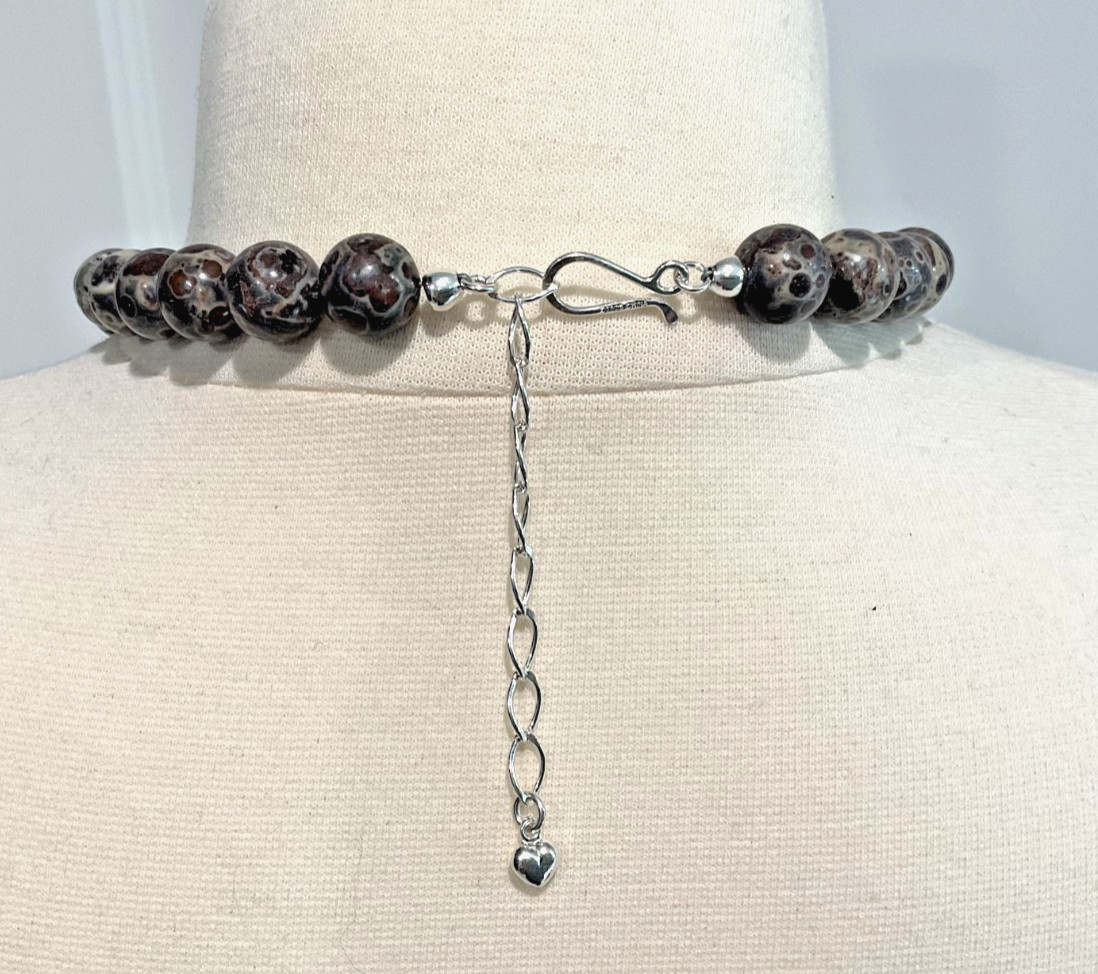Jay King DTR Sterling Silver 925 Birds Eye Rhyolite Jasper Bead Necklace