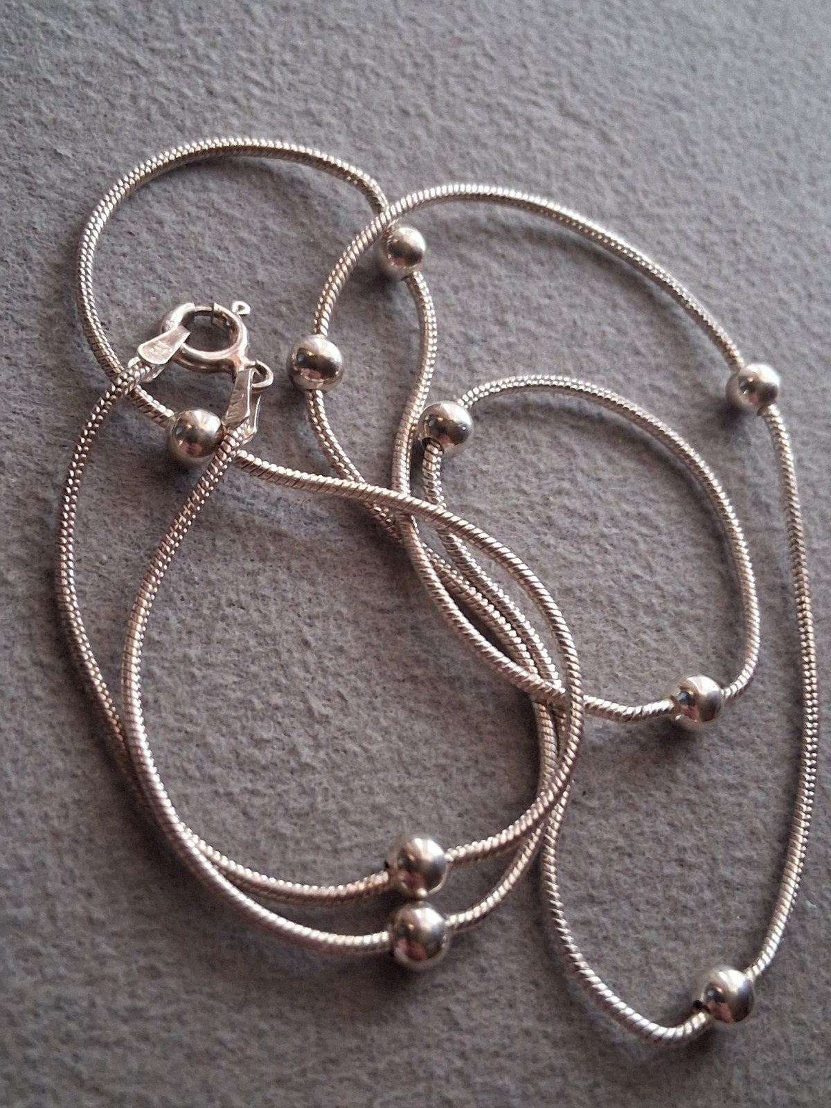 Sterling silver station bead necklace 18″, 925 Italy