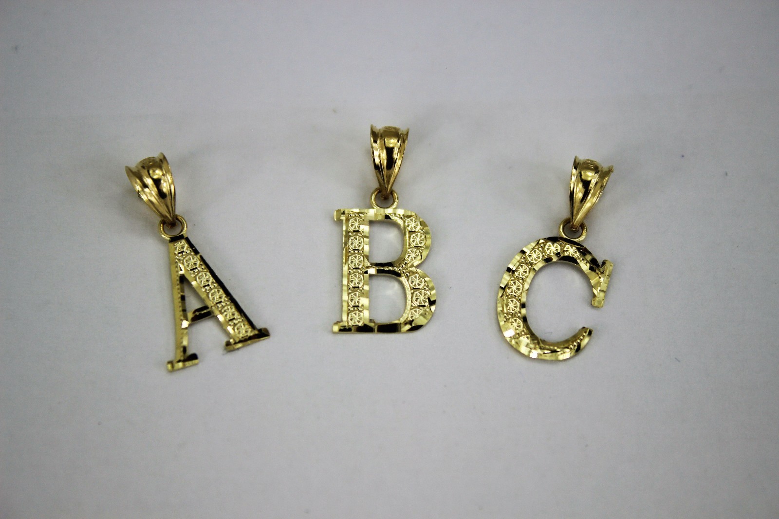 10K Yellow Gold Small Initial Pendant Charm Diamond Cut A ~ Z Alphabet