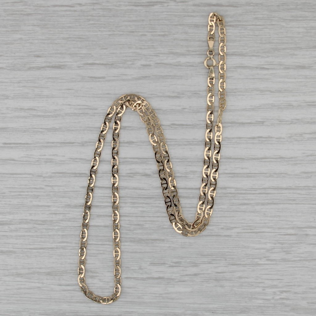 Anchor Mariner Chain Necklace 10k Yellow Gold 18.5″ 2.8mm