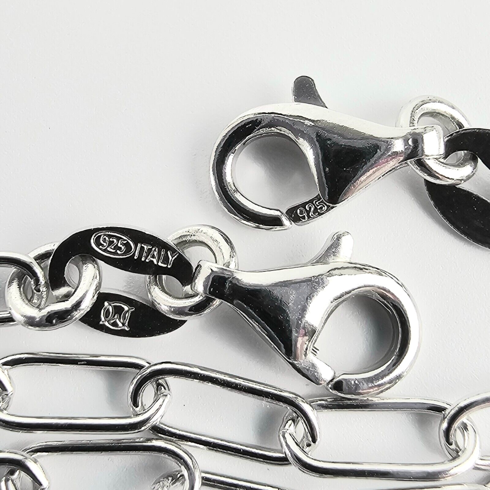 Solid 925 Sterling Silver Italy Paperclip Open Link 2.5mm Thick Chain 16″, 18″