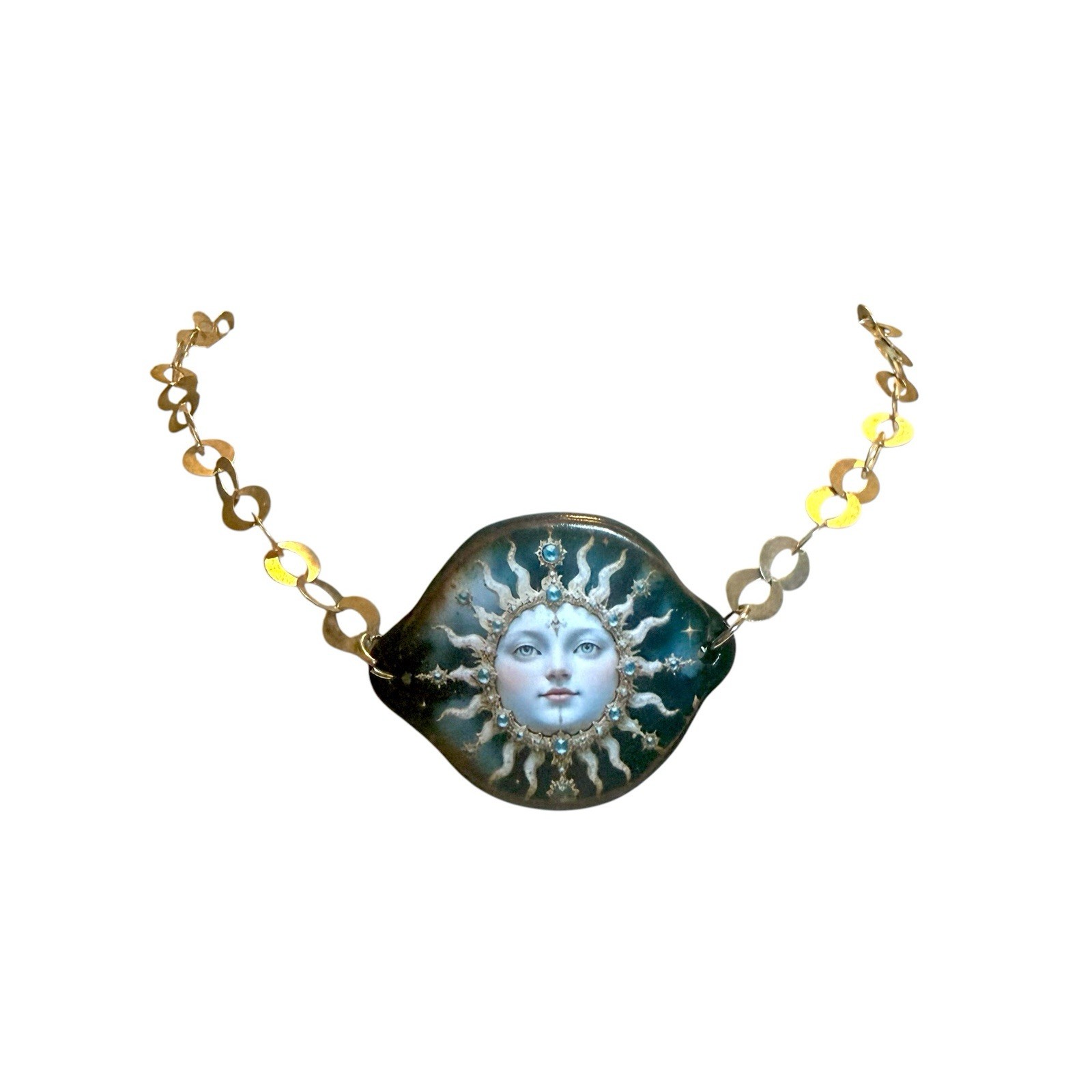 Celestial Sun Goddess Sterling Silver 925 Necklace Italy Milor