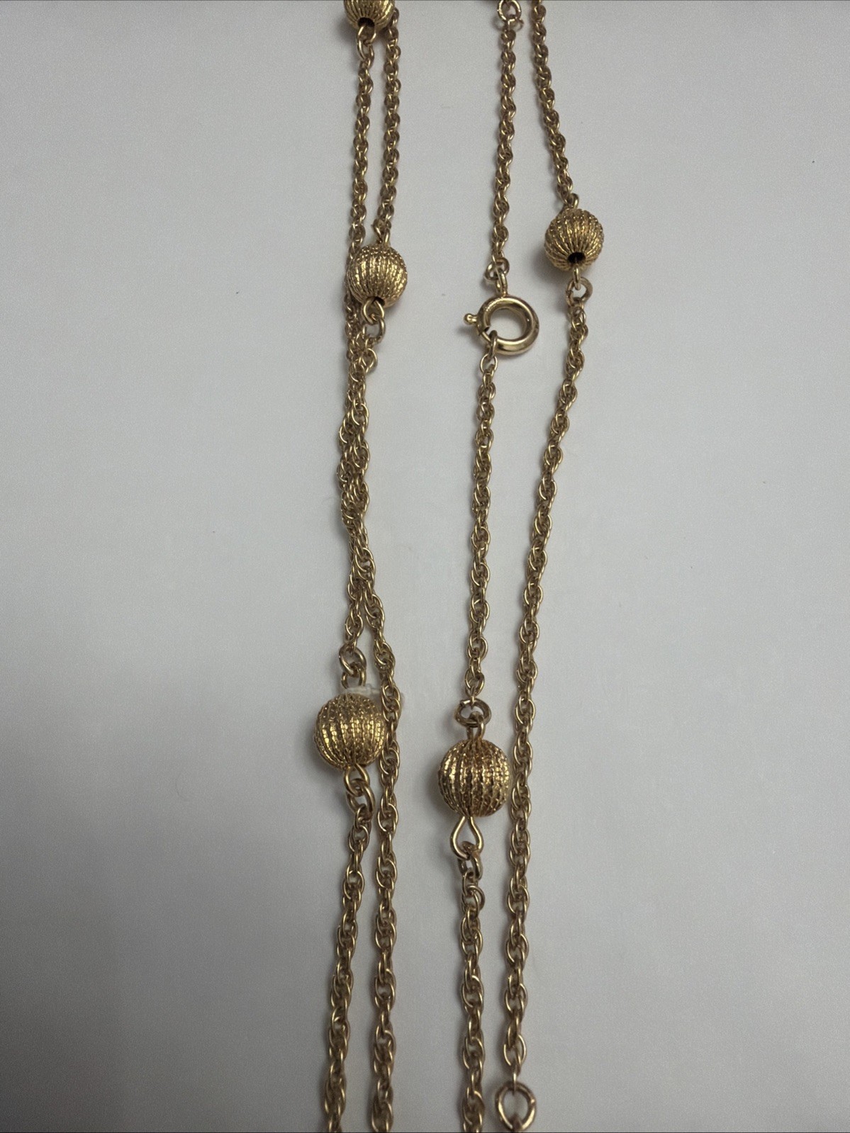 1/20 12k Gold-Filled Chain-Link Necklace w/ Round Ball Bead Accents 39” Long