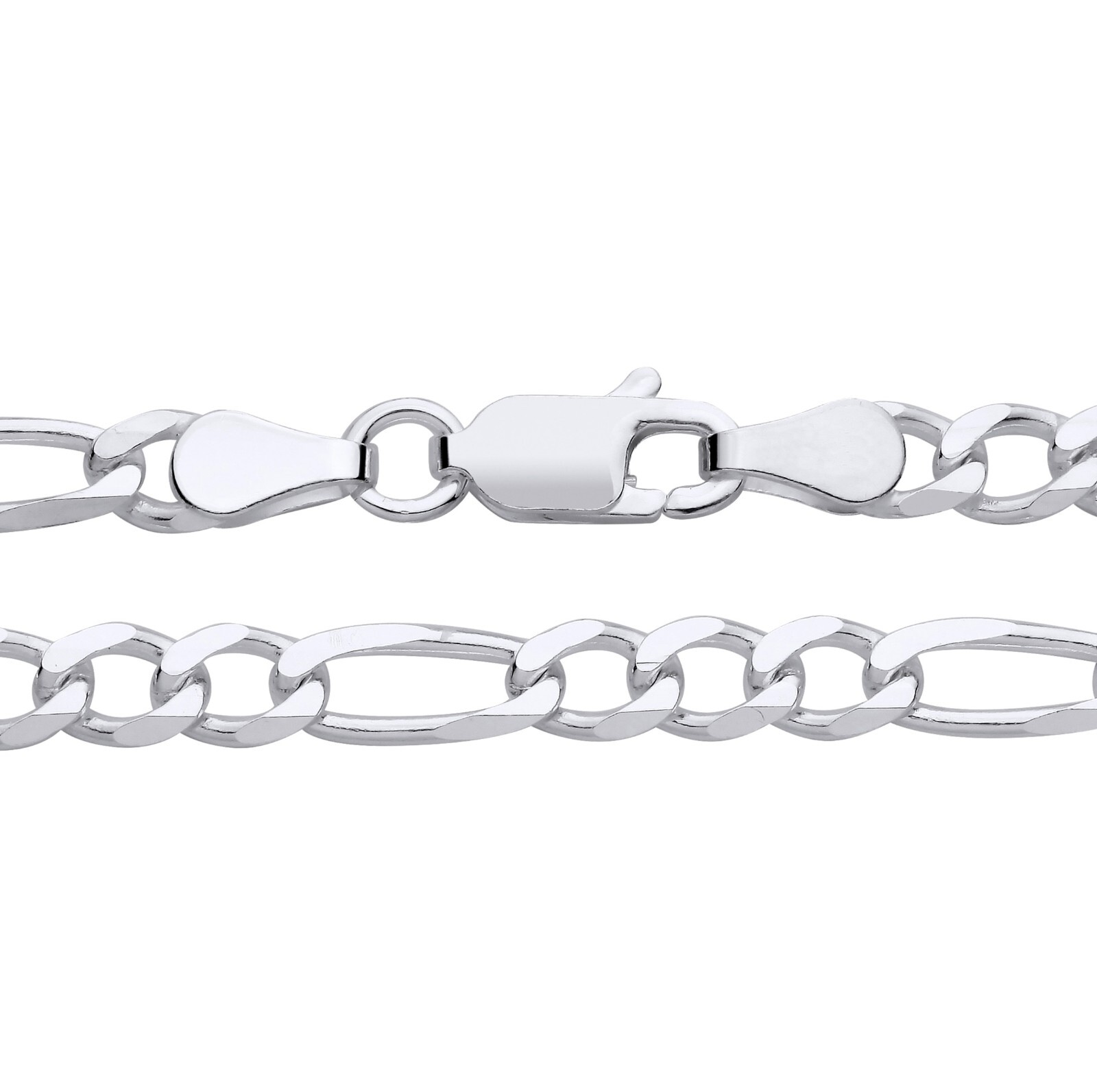Sterling Silver Figaro Chain 4mm – Solid & Sturdy – 16″ 18″ 20″ 22″ 24″ 26″ 30″