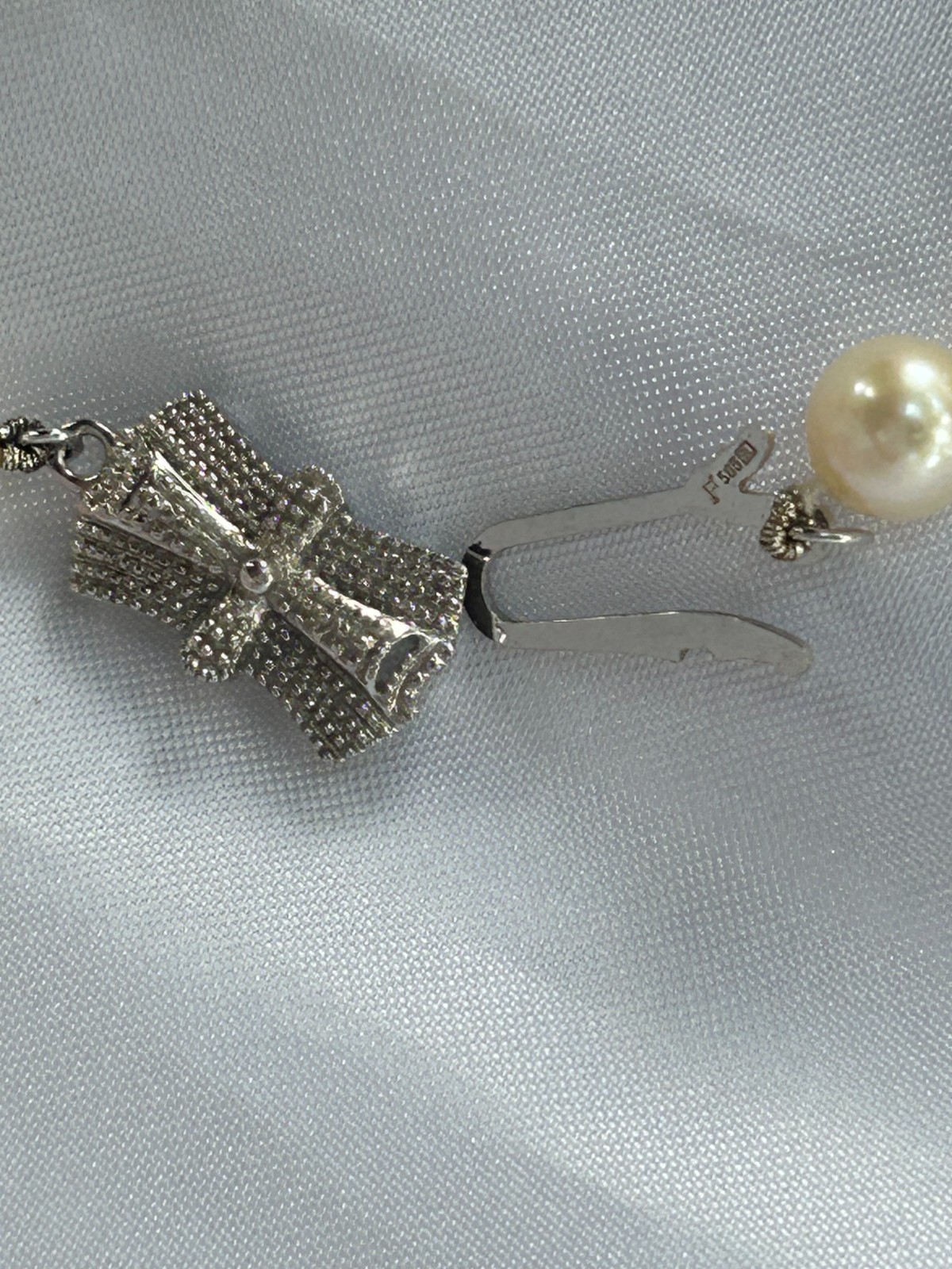 VINTAGE AKOYA CULTURED PEARL STRAND NECKLACE 18″ SOLID 14K WHITE GOLD 585 CLASP