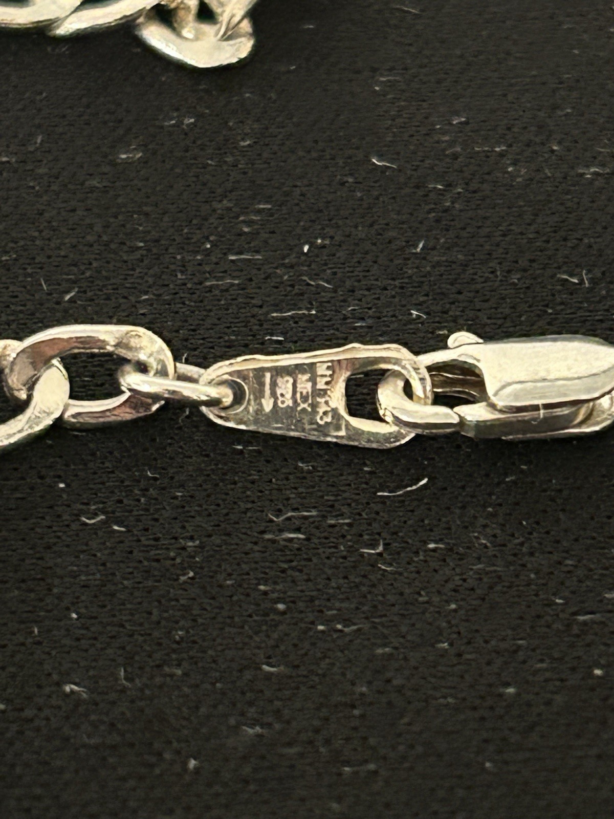 925 MEX STERLING SILVER 24” Figaro chain & black onyx pendant 24.4g solid ￼￼