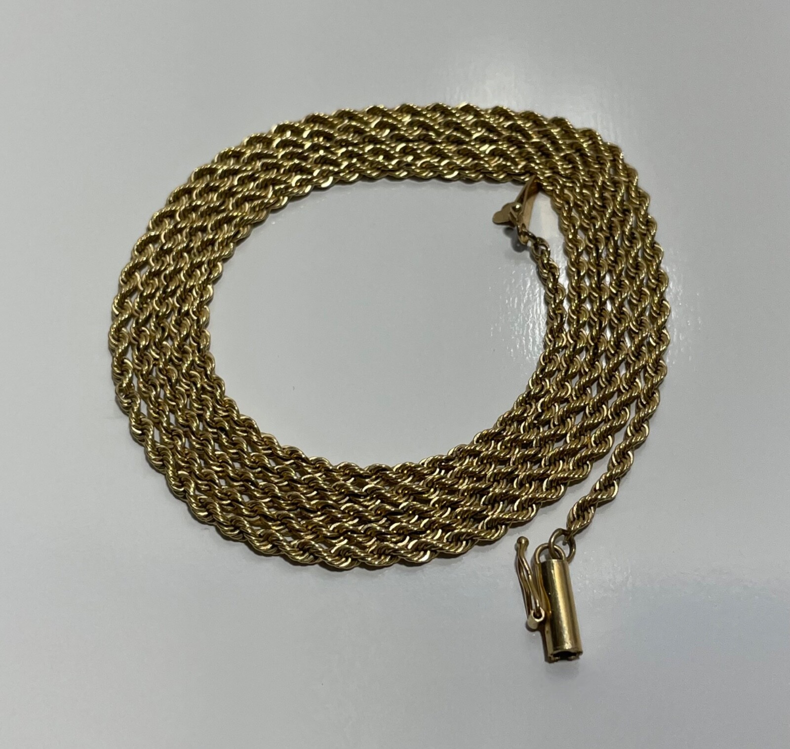 14K Solid Yellow Gold Diamond Cut 2.20mm Rope Chain Necklace Unisex 32 In.