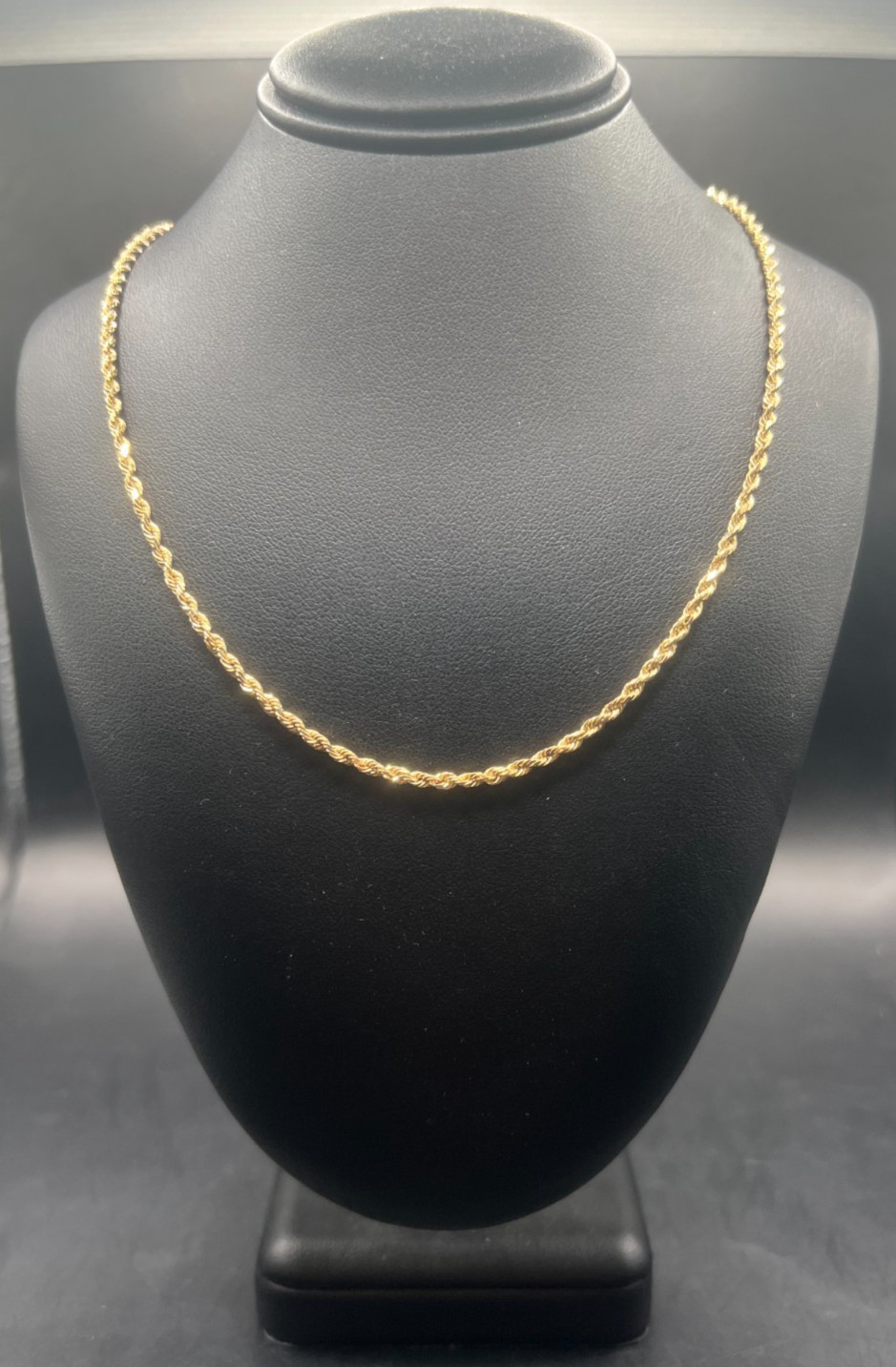 Solid 14K Yellow Gold Rope Chain Necklace 5.8 Grams, 16 Inches, 2mm