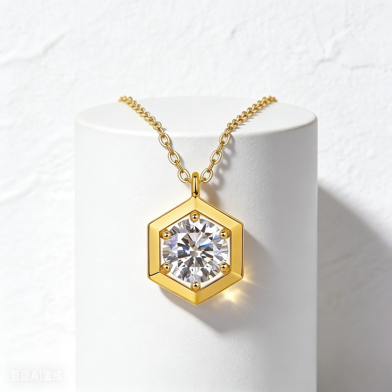 Simple Design Hexagon Shape 1ct Moissanite Pendant for Festival Jewelry Gift