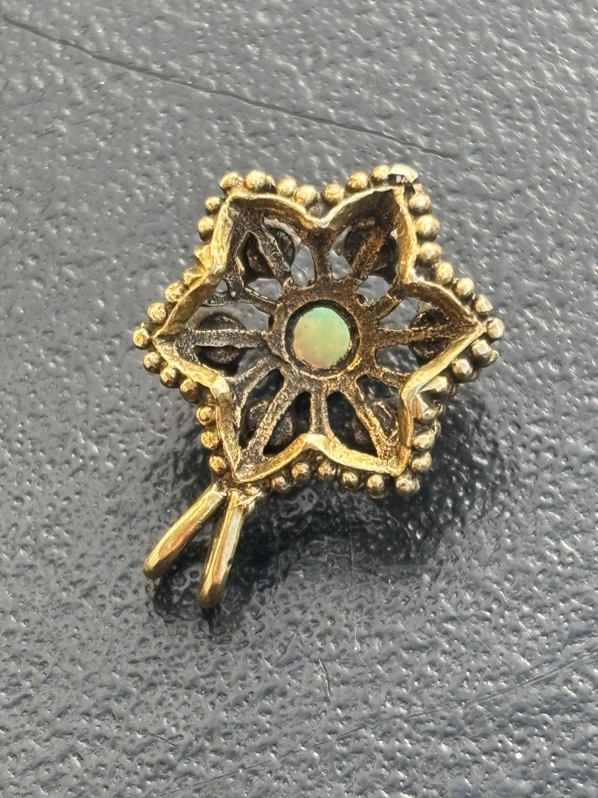 14K Australian Opal Pendant Opal Cluster, Flowers 7 Necklace , Vintage