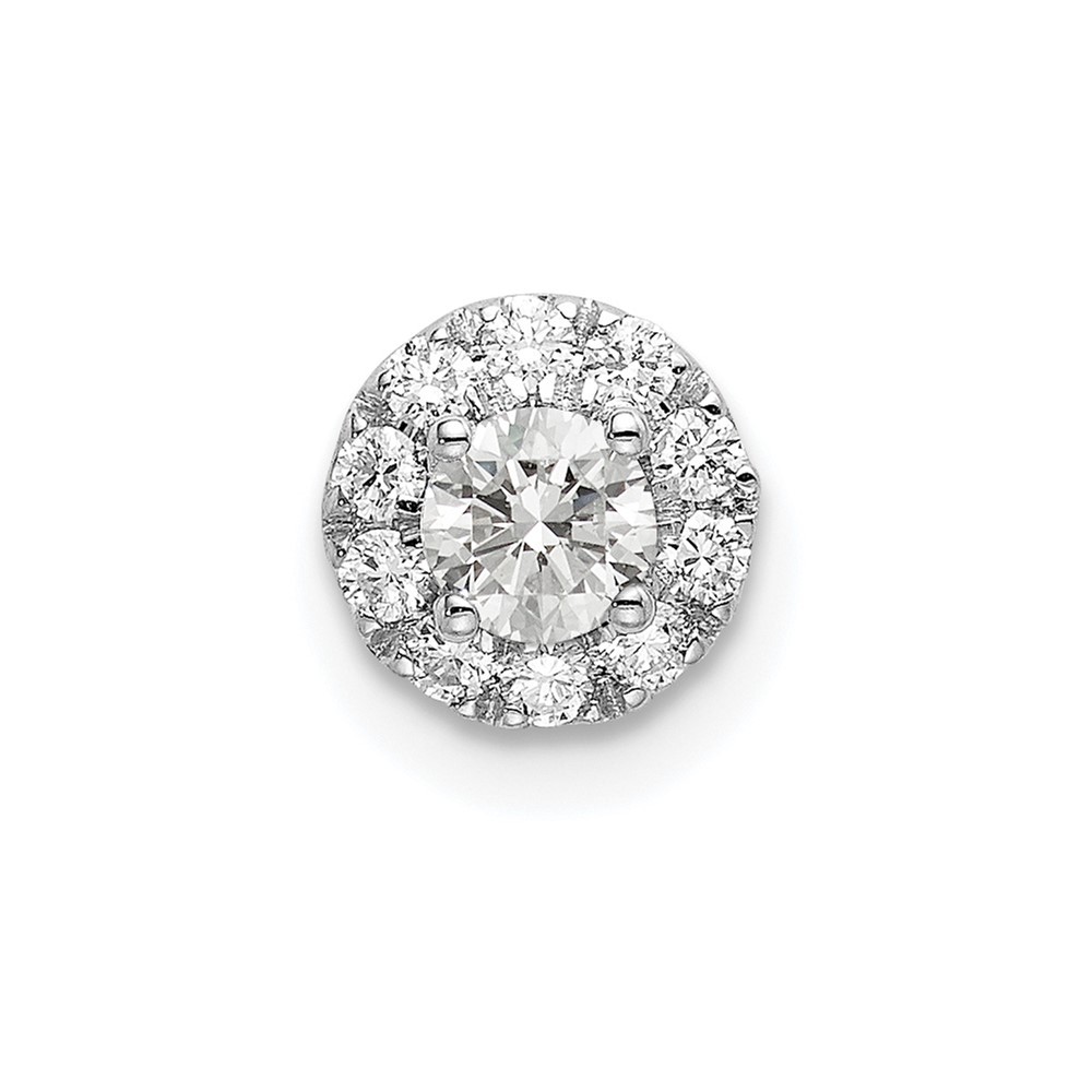14k White Gold 1/3 Ct Round Lab Grown Diamond VS/SI+ G+ Halo Chain Slide Pendant