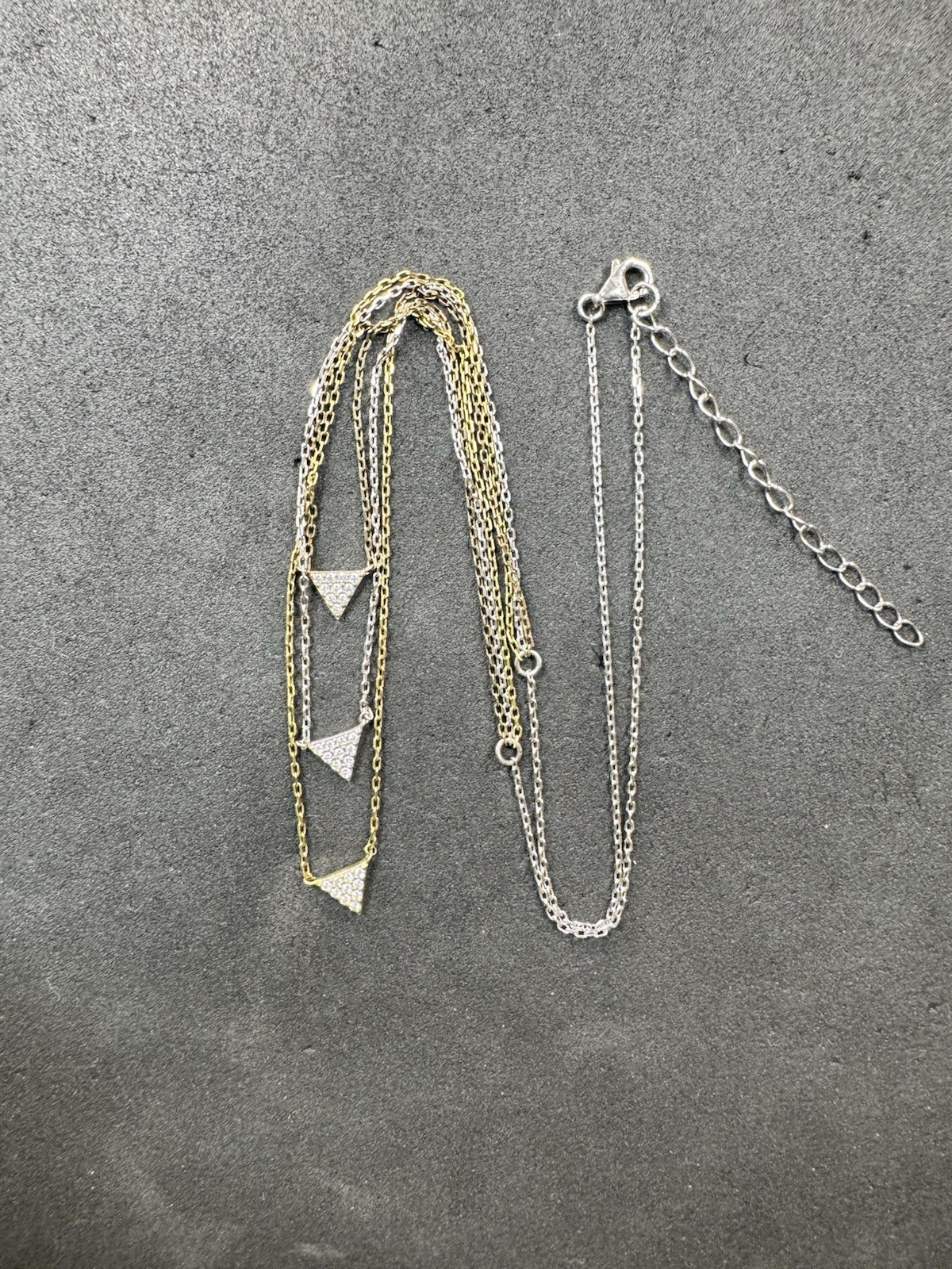 2.8g Sterling Silver 925 Two Tone CZ Layered Necklace 16”-18” Jewelry lot A