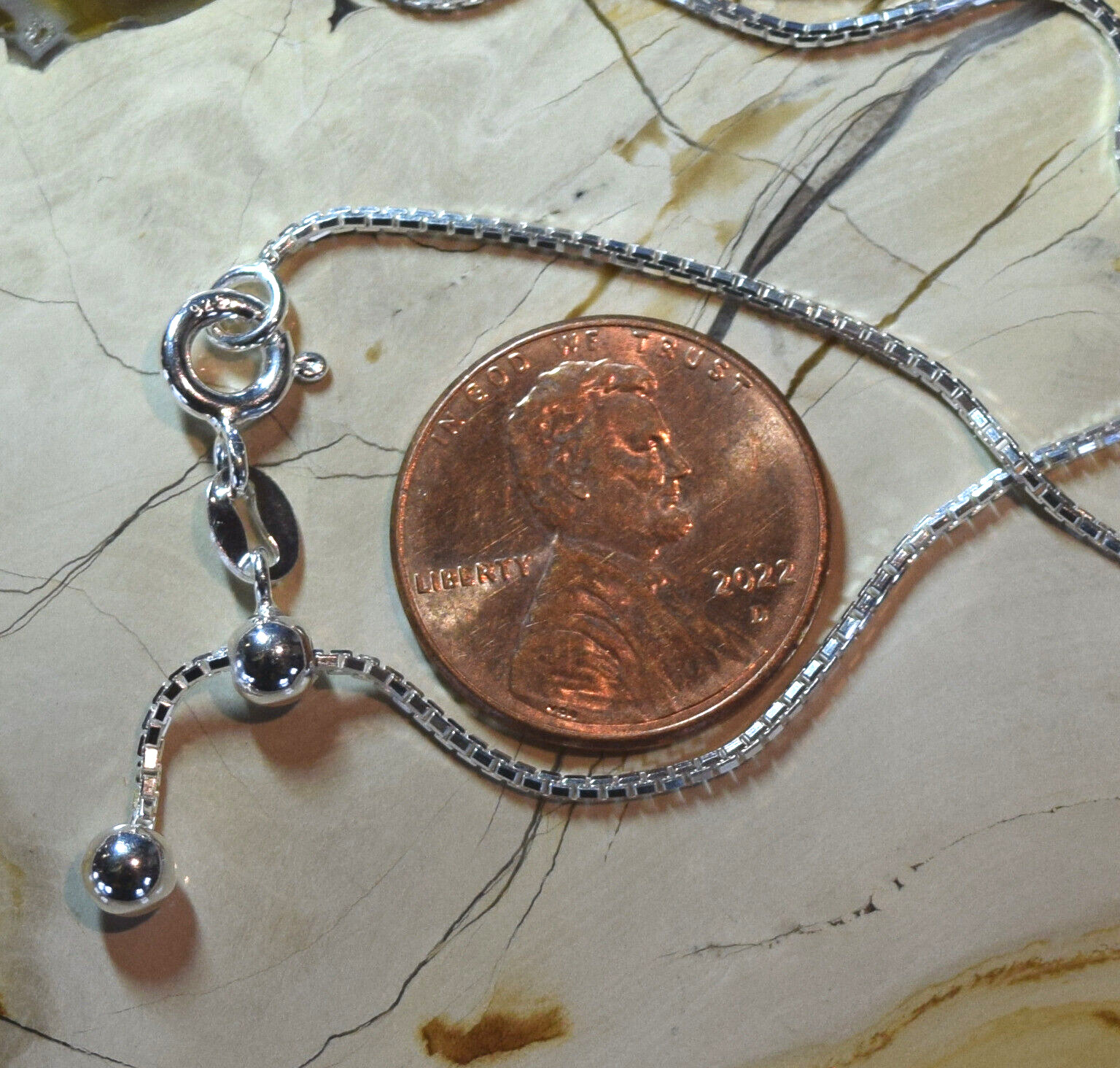 Adjustable 1mm 8 Sided Box Chain Necklace 925 Sterling Silver 16″ to 22″ Slide