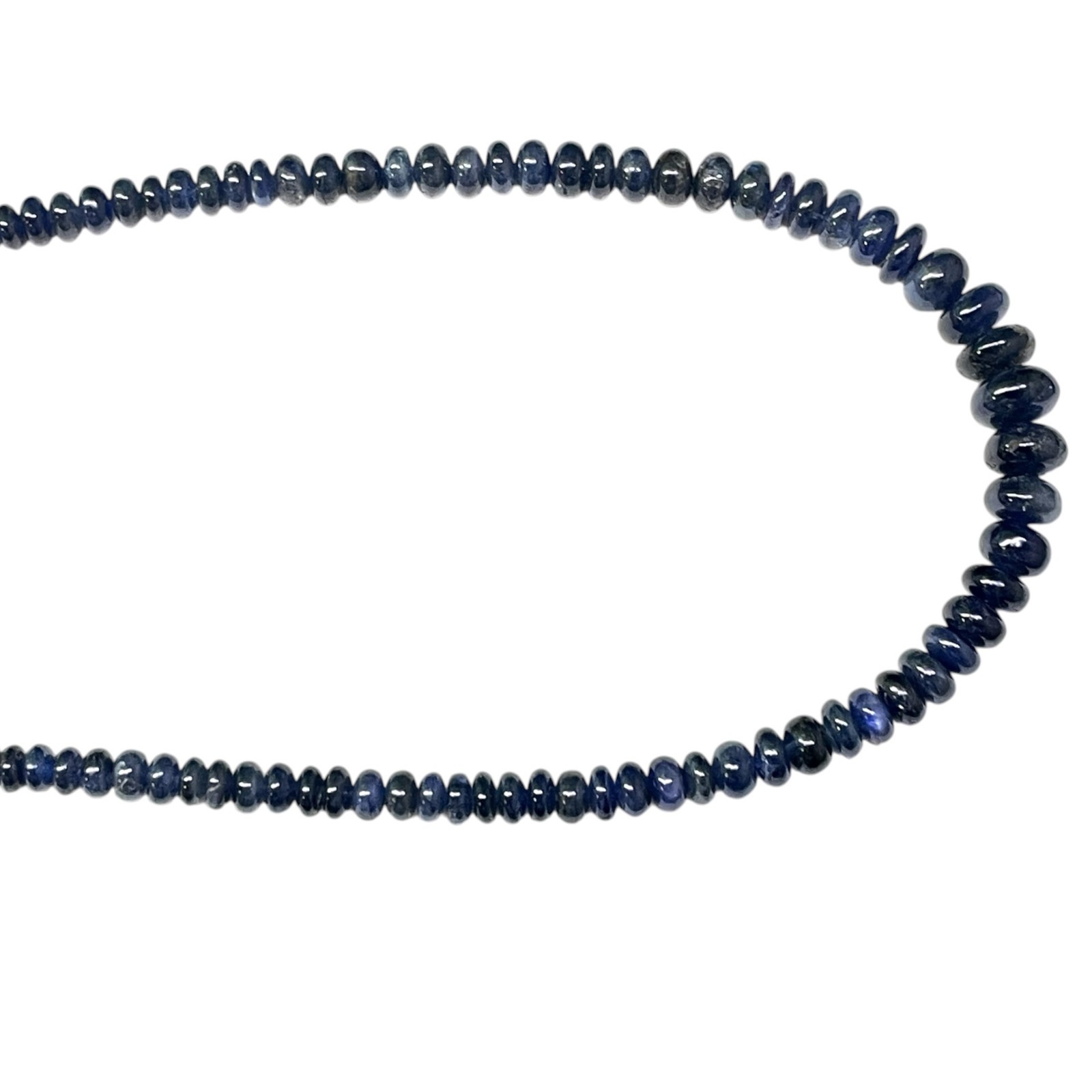 17″ Natural Barma Blue Sapphire Necklace 3.5-8mm Unheated Strand Cabochon Beads
