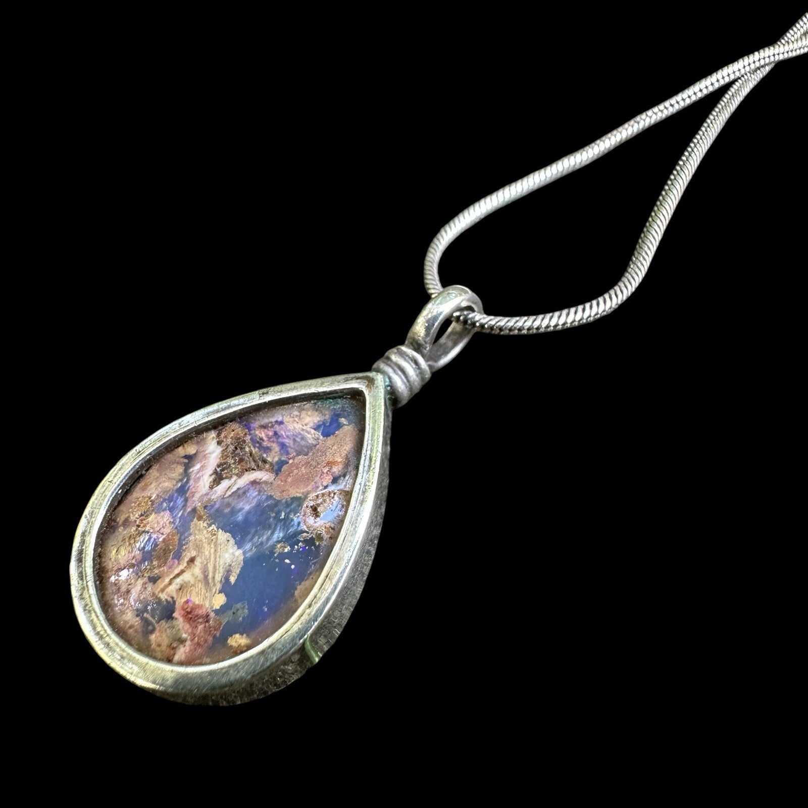Natural Australian Boulder Opal Pendant Sterling Silver Necklace Micky Roof