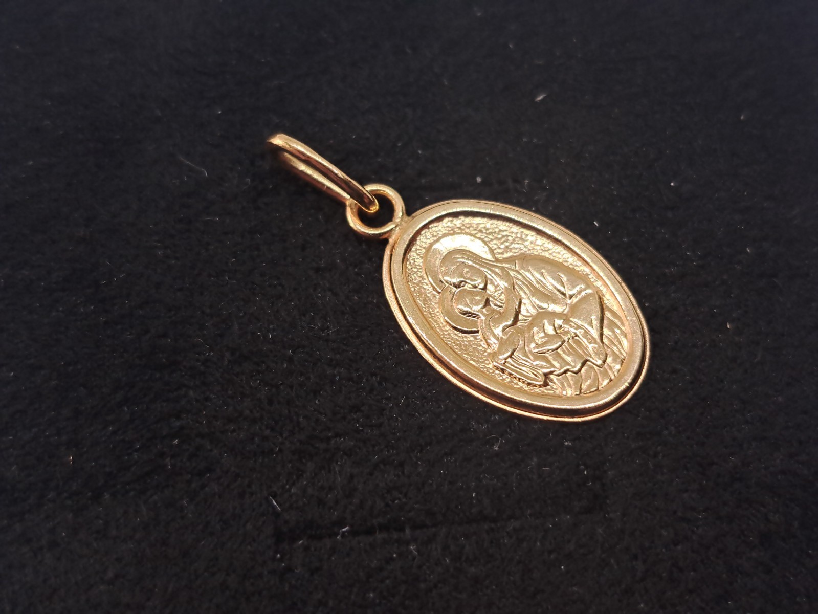 Golden Amulet Icon Mother of God of Vladimir 585 Gold Ukraine ZKYU 1.09 grams
