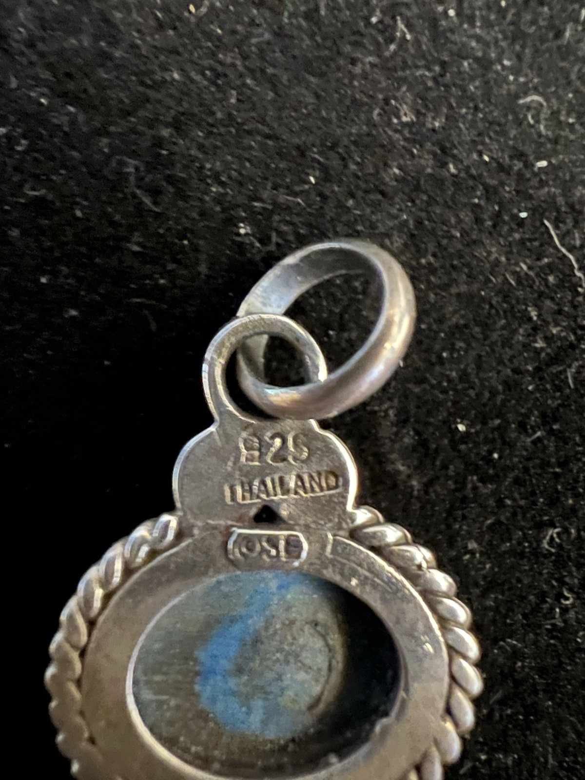 Sterling Silver 925 Turquoise Pendant 1 Inch Hard Plastic