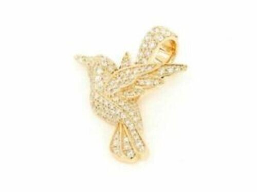 2Ct Round Cut VVS1 Diamond Humming Bird Pendant 14K Yellow Gold Over Free Chain