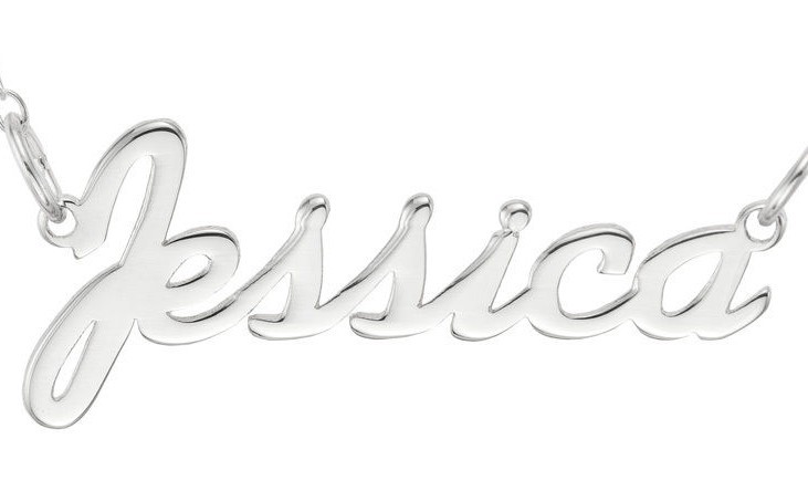 Jessica Name Plate Necklace Pendent Sterling Silver female Personalized Custom