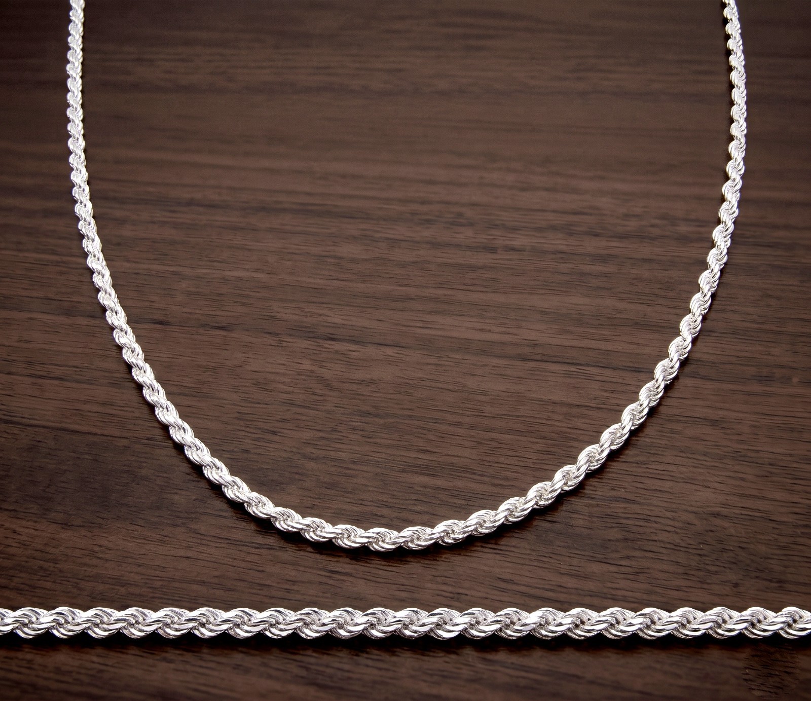 2MM Solid 925 Sterling Silver Italian DIAMOND CUT ROPE CHAIN Necklace Italy