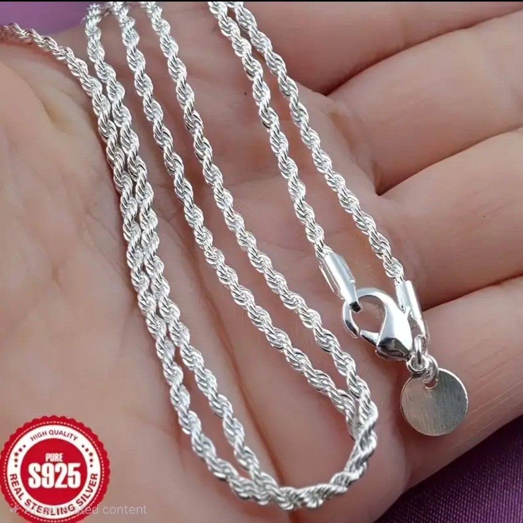 Sterling Silver Rope Chain Necklace 20″ Length Gift Free Ship USA Seller
