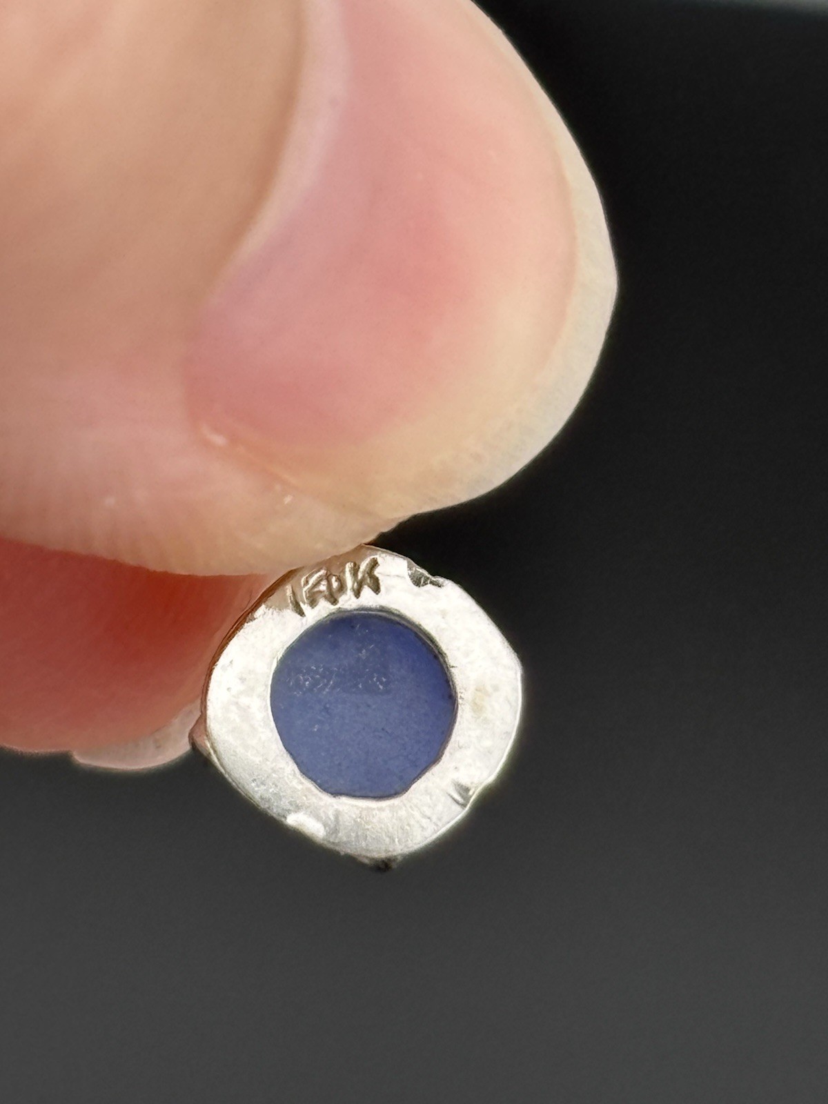 Vintage 14k White Gold Blue Star Sapphire Pendant Round Cabochon 7/16″ Petite